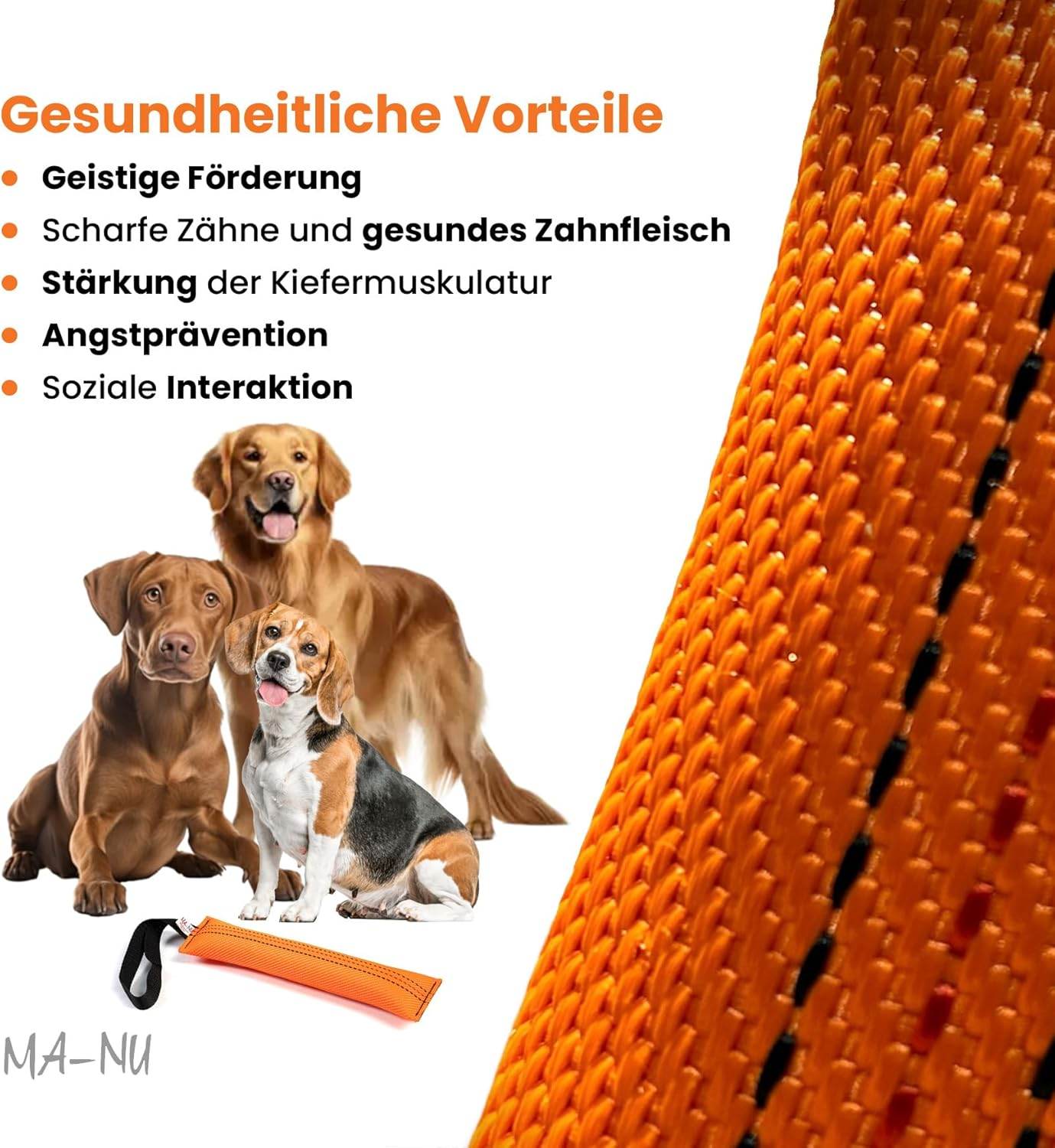 MA-NU Interactive Dog Toy, Heavy Duty Training Toy Designed for Fetch and Tug of War Practice with One Loop (33Cm) image number 1