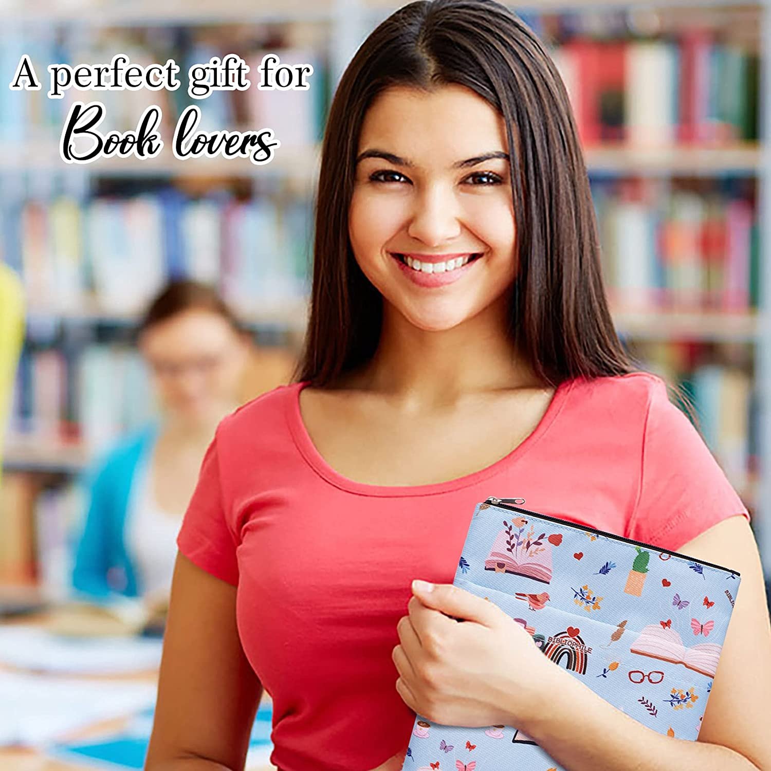 Book Sleeve for Book Lovers, Bibliophile Book Protector, Book Covers for Paperbacks, Washable Fabric, Book Sleeves with Zipper, Medium 11 Inch X 8.7 Inch image number 6