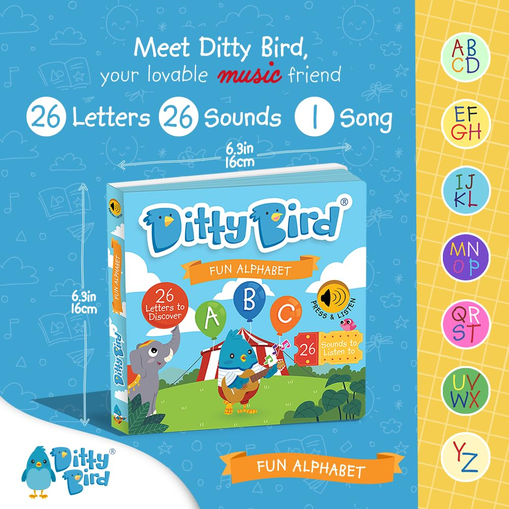 Ditty Bird ABC Fun Alphabet Interactive Sound Book for Toddlers 1- 3 Musical Books for Preschoolers Early Learning Toy image number 2