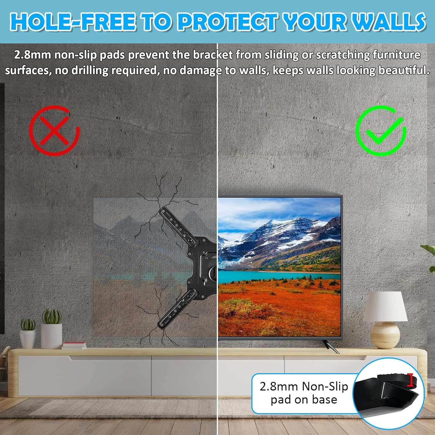 TV Pedestal Feet, Universal TV Stand Legs, Universal TV Base Pedestal Feet with Screws, Replacement Tv Stand for Most TCL Roku TV 32 40 49 50 55 Inch with Mounting Hole Distance from 2Cm-5Cm image number 6