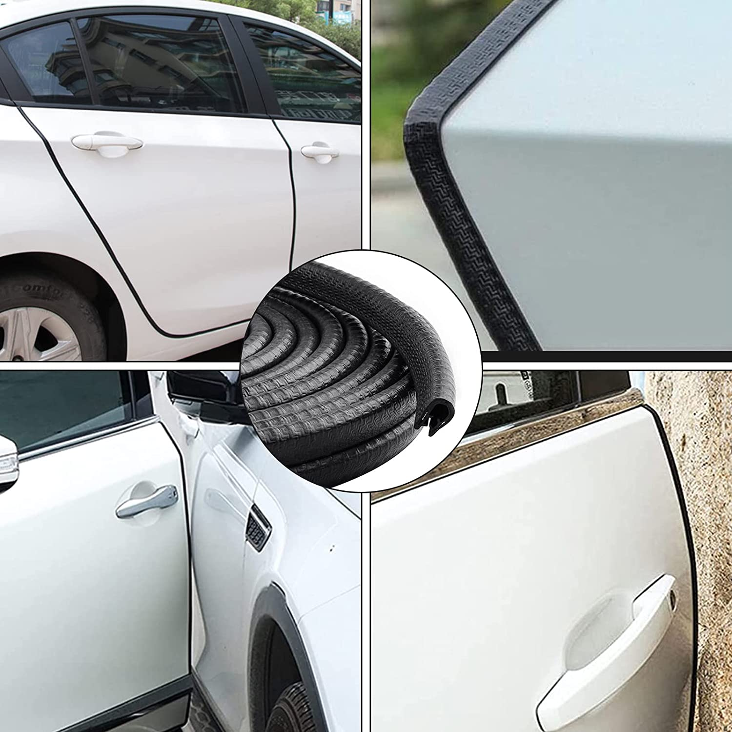 Car Door Edge Guards Strip 33Ft(10M) Universal Rubber U Shape Edge Trim Car Door Edge Protection Seal Lining No Glue, Car Door Edge Protector Anti-Collision for Sedan, Trucks, SUV, ATV, Boats