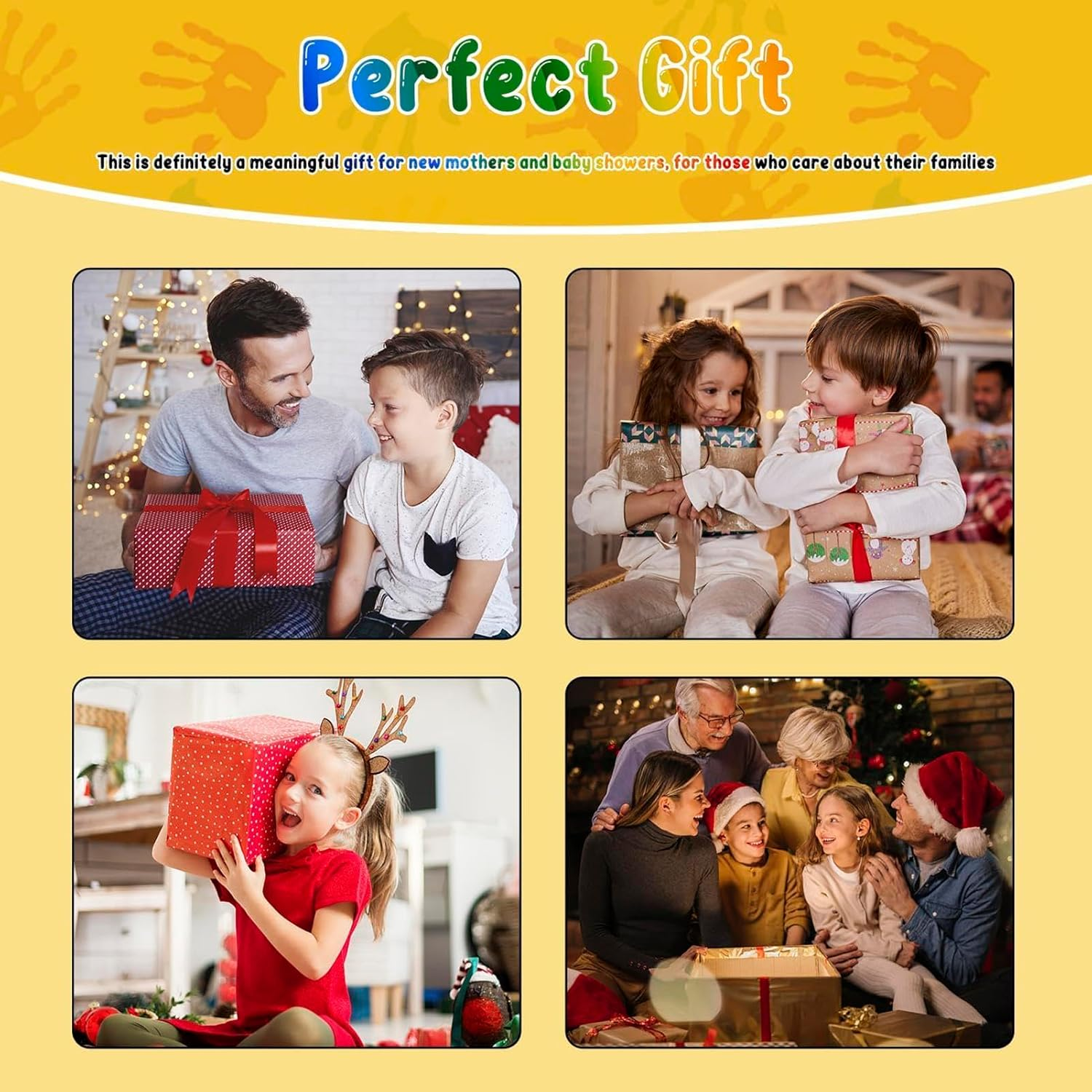 Family Handprint Frame - 630G Craft Keepsake Frame | Baby Hand Print Kit | Kid Handprint Frame | Family for | for Grandparents, Father'S Day, Mother'S Day, - Black image number 5