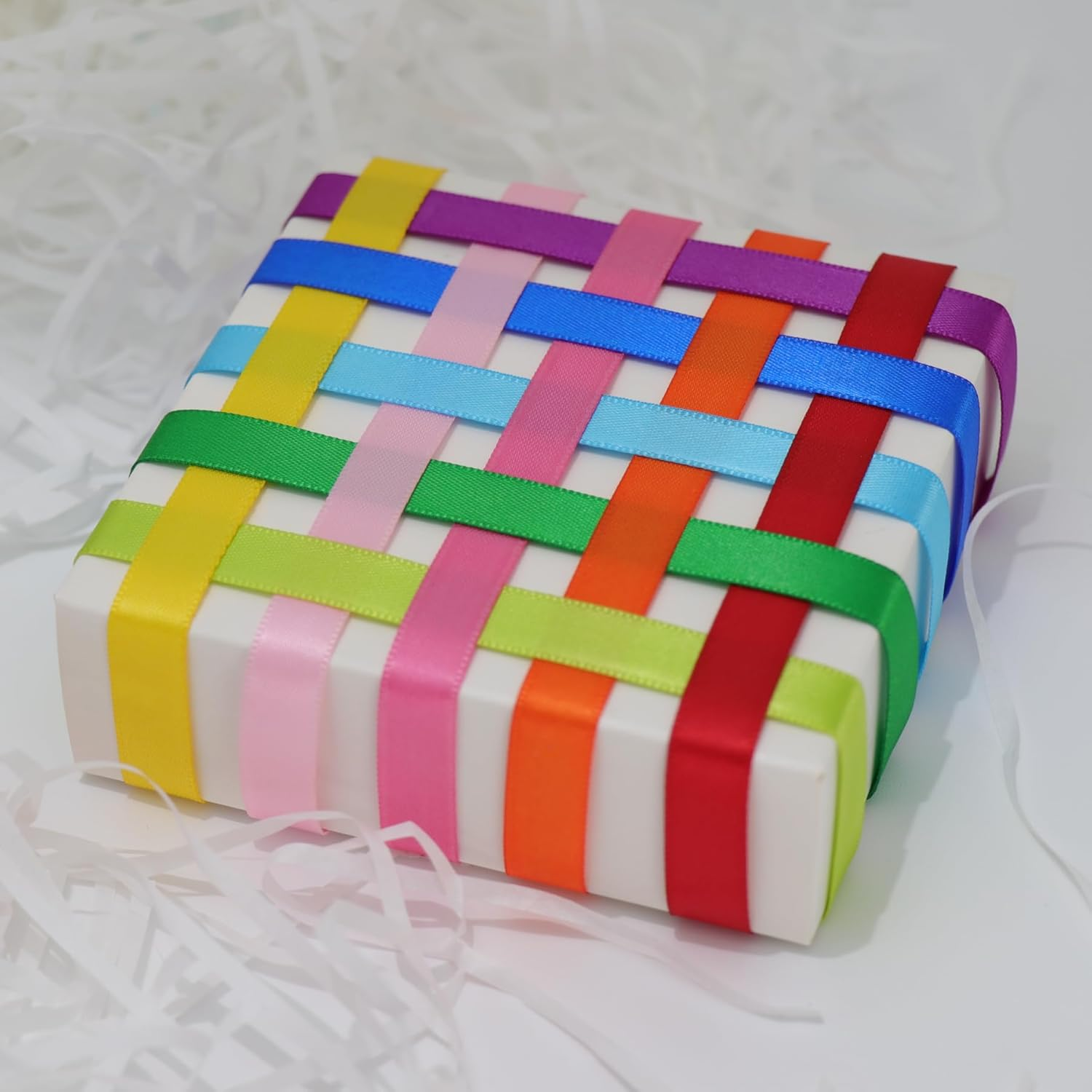 GROWDXZ Rainbow Colorful Ribbon 3/8 Inch Double Face Satin Ribbon for Gift Wrapping DIY Crafts Birthday Party Decoration 10 Rolls Total 50 Yards image number 1