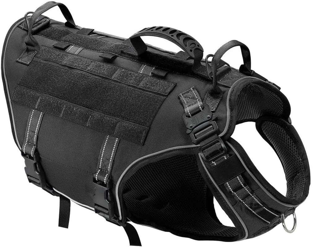 No Pull Large Dog Harness Durable Nylon Adjustable Dog Harness Military Tactical Dog Harness Pet Work Harness Vest Easy Control Medium Large Dog Harness,Black,M image number 4
