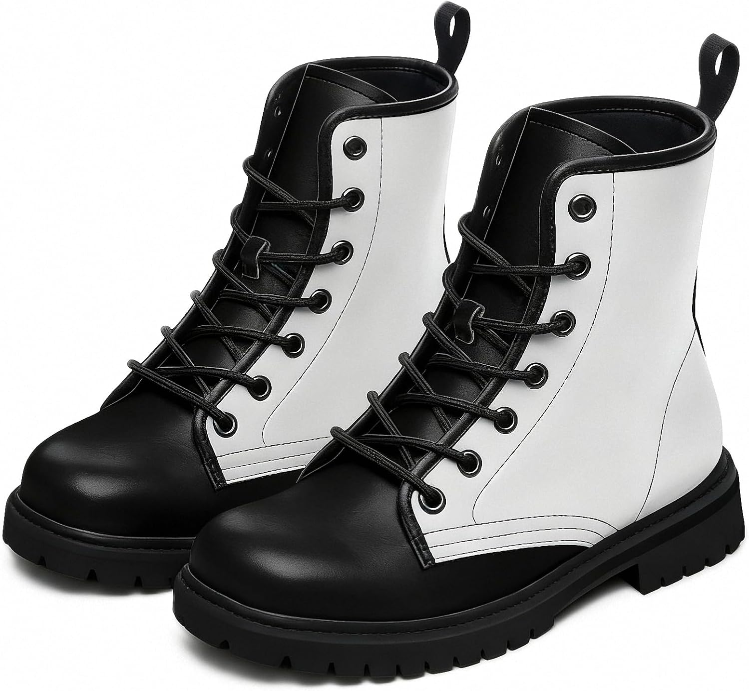 Women'S Ankle Booties with Gradient Color-Blocked Solid-Colored Floral Print Stylish Gothic Combat Boots Platform Lace-Up Leather Boots Travel Halloween Christmas Party image number 7