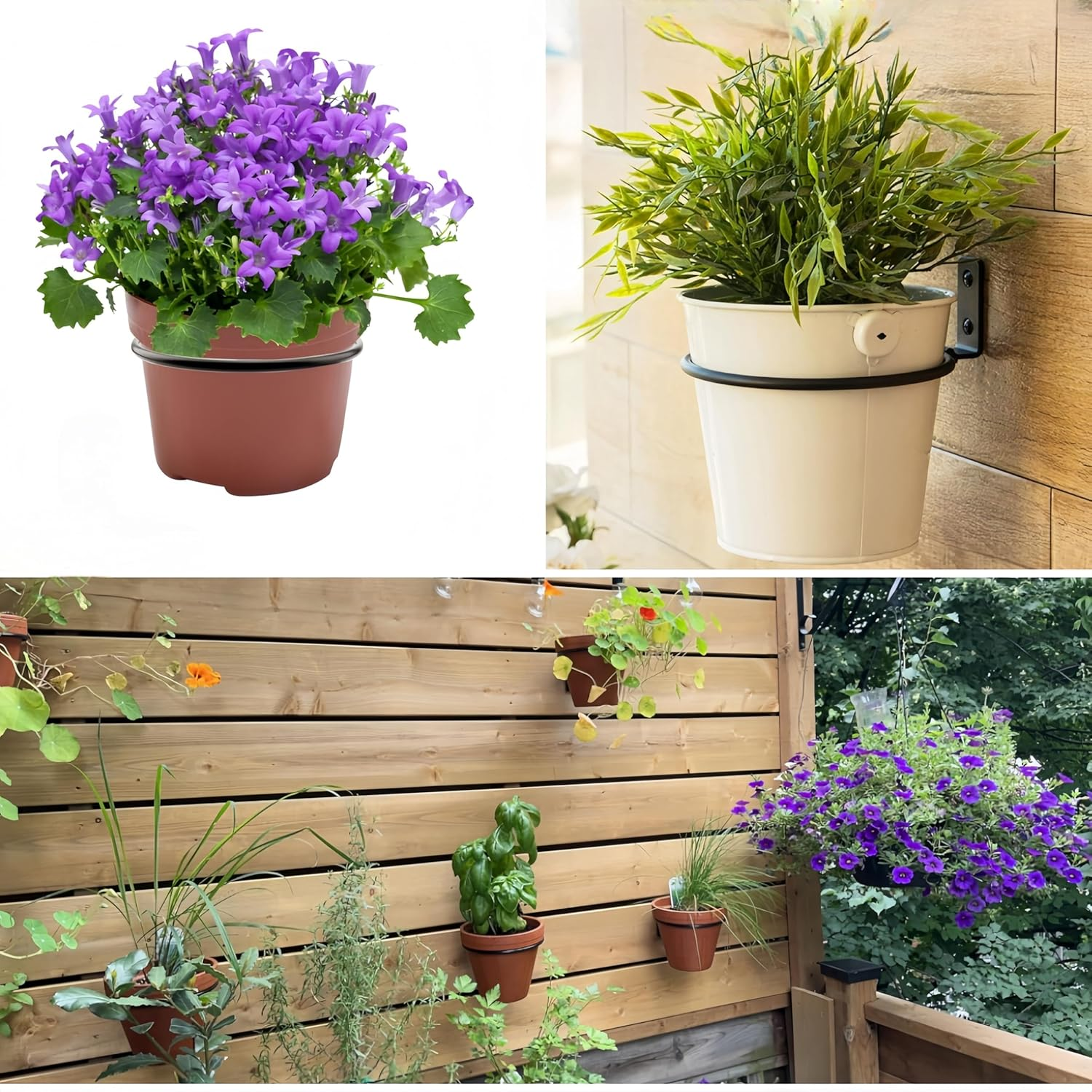 4 PCS Flower Pot Holder Ring, 5 Inch Iron Plant Pot Support Holder Ring for Wall Mount, Hanging Plant Stand Heavy Duty Metal for Space Saving,Fit for Outdoor, Indoor Home Decoration image number 3