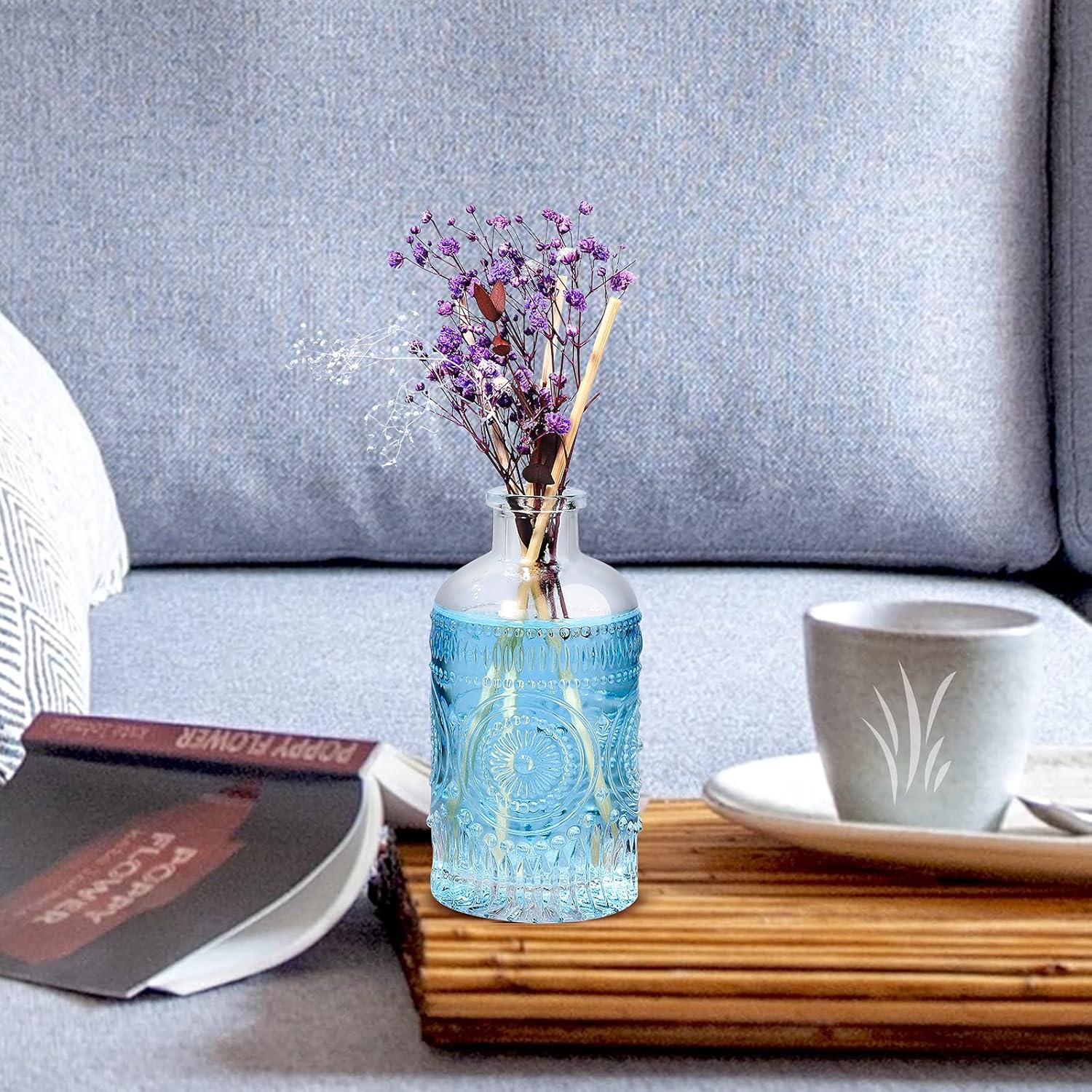 Reed Diffuser Glass Bottles Empty Set of 4 DIY Clear Decorative Bottles Fragrance Vase Jars Oil Diffusers Container with Sticks for Home Office Desk Wedding Valentine Decor Car Girl Women image number 3