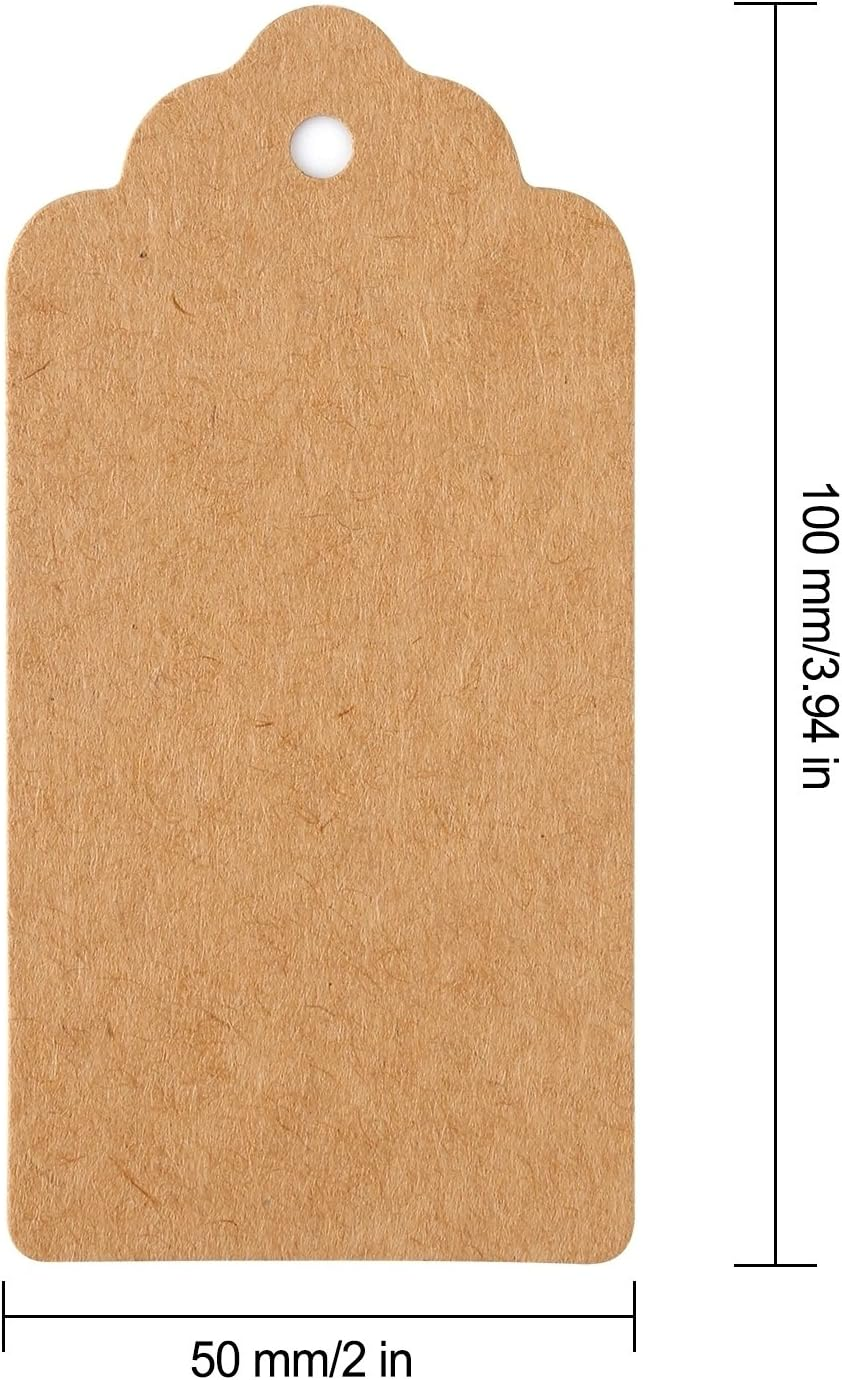 120 PCS Kraft Paper Gift Tags Wedding Brown Rectangle Craft Hang Tags with Free 30M Natural Jute Twine image number 1