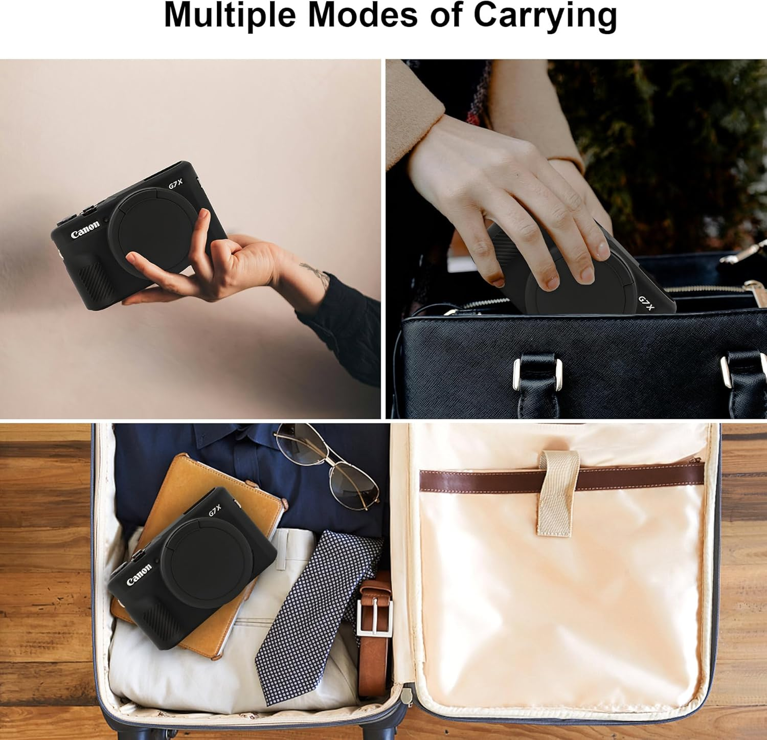 Canboc Protective Case for Canon Powershot G7X Mark II Digital Camera, G7 X Mark II Soft Silicone Cover with Removable Lens Cover, Black (Case Only) - Pink image number 2