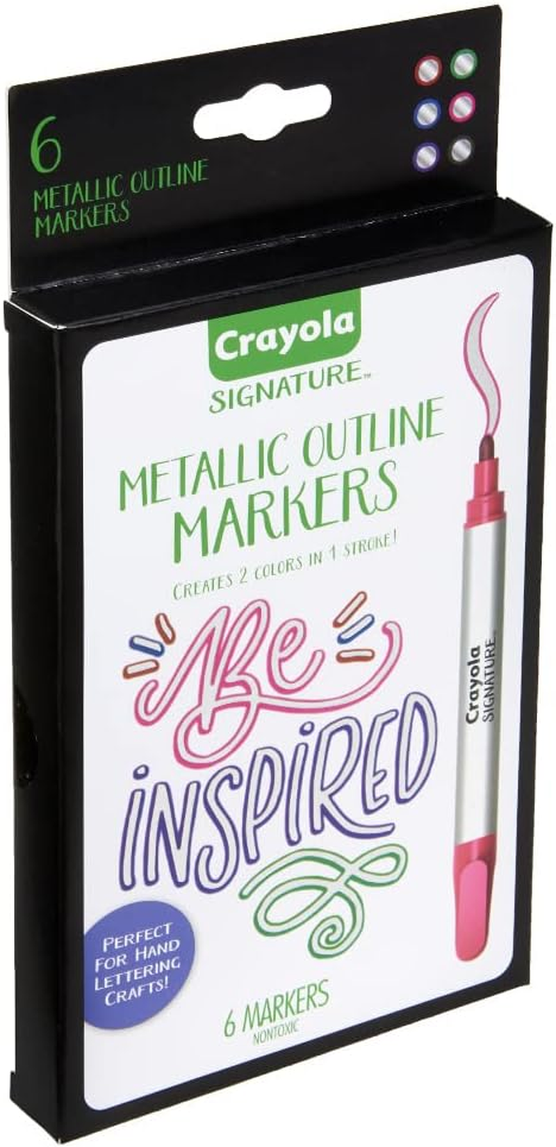 6Pc Crayola Signature Metallic Outline Markers Paint Crafts Kids/Children 8Y+ image number 3