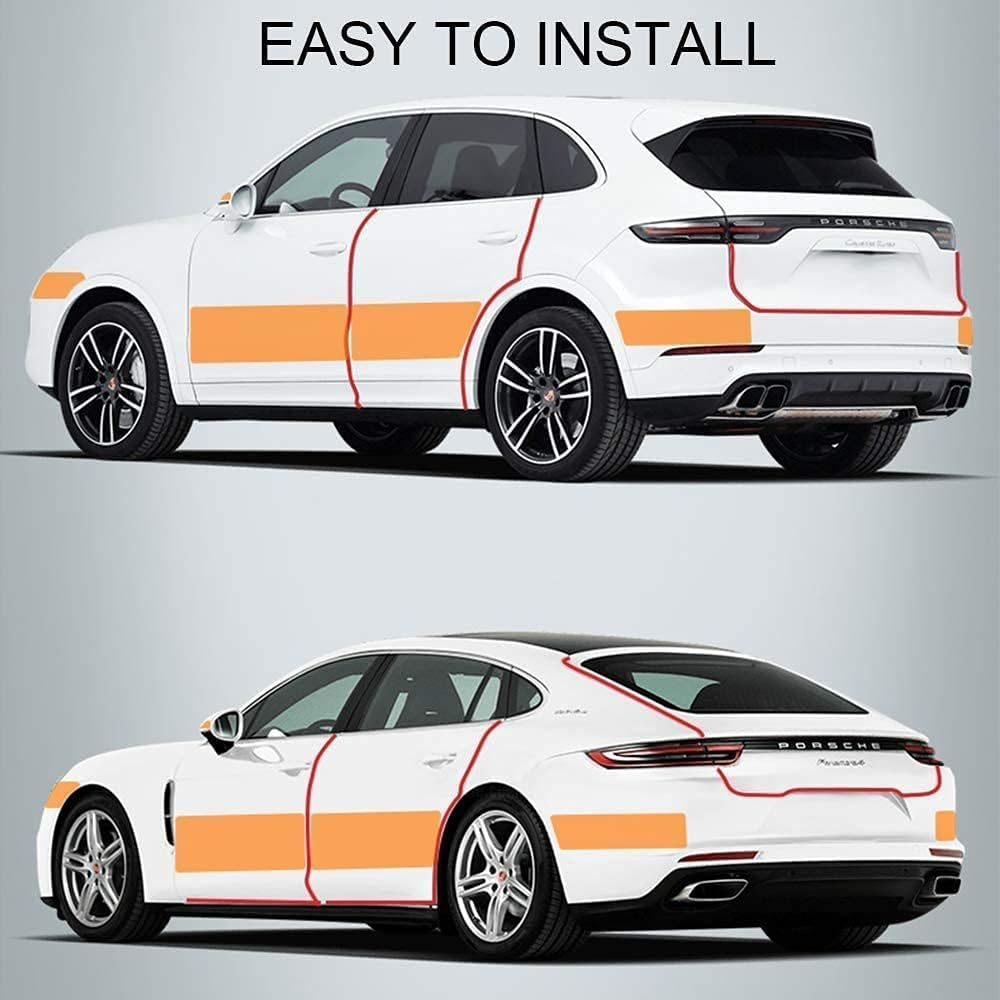 Car Door Sill Protector Bumper, Car Door Protector 3D Carbon Fiber Car Wrap Film Vinyl Automotive Wrap Film Car Door Sill Protection Car Door Edge Guards Strip Anti-Collision Fits (Black) - Black image number 3