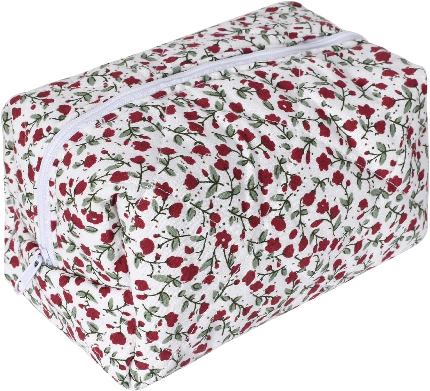Travel Cosmetic Bag, Cosmetic Bag, Aesthetic Flowers, Quilted Toiletry Bag, Women'S Floral Toiletry Bag, Make up Bag, Aesthetic, with Zip, for Beauty Utensils, Red, Fashion image number 4