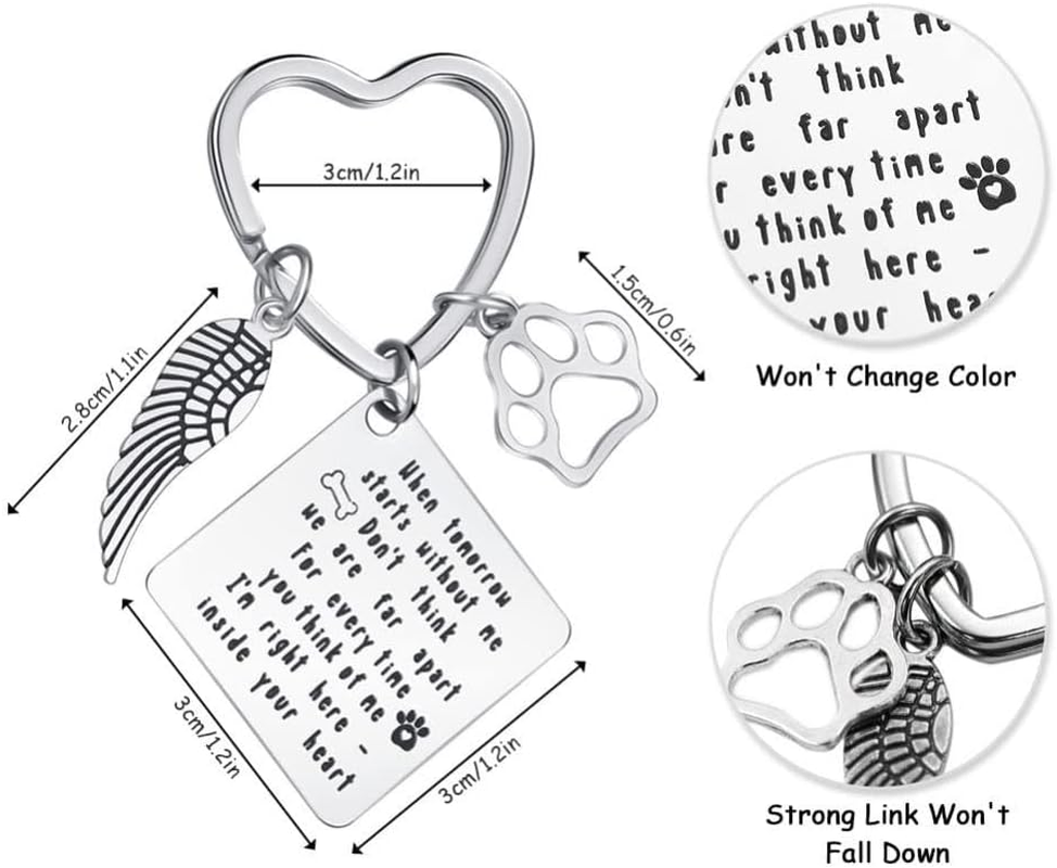 Memorial Keychain with Paw Charm, Keyring for Pets with Paw Prints, Pet Memorial Key Chain, Cat Paw for Car Keys, House Keys, Stainless Steel image number 6