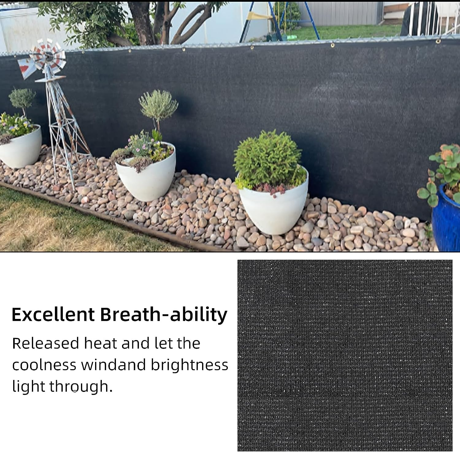 Balcony Privacy Screen Fence Cover 3 X 16.4Ft Fence Mesh Windscreen Cover Mesh Fence Privacy Screen UV Protection Balcony Shield Cover for Deck Patio Backyard Pool Porch SH0005 (Dark Grey) image number 5