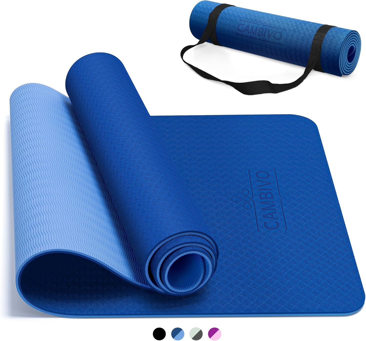 CAMBIVO Yoga Mat for Women Men Kids, 6Mm & 8Mm & 10Mm Thick, 72" Lx 24" W TPE Yoga Mats, Workout Mat with Carrying Strap for Yoga, Pilates and Floor Exercises