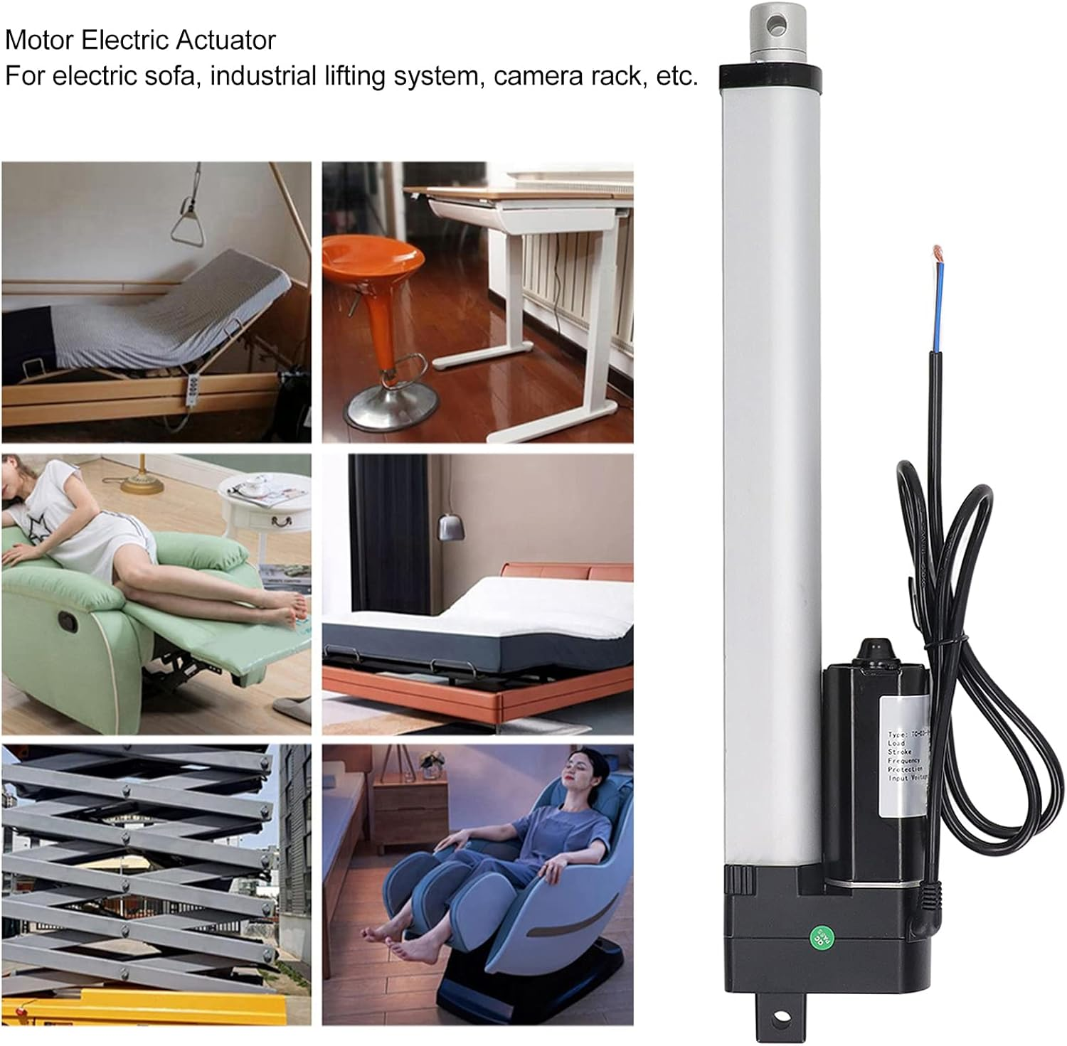11.8 Inch Stroke Electric Linear Actuator, 12V/24V 3000N Maximum Lift Heavy Duty Electric Actuator, Waterproof Linear Actuator Motor for Recliner, Massage Bed, Electric Sofa (12V) image number 3