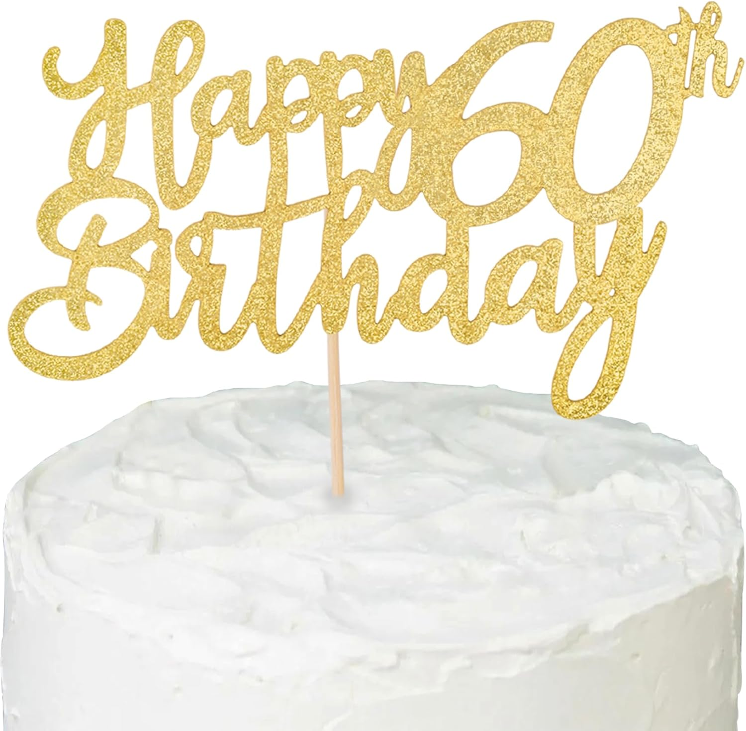 2 PCS Gold Happy 60Th Birthday Cake Topper Glitter, Cheers to 60 Years Birthday Cake, Happy Birthday Cake Decorations Supplies, Pick 60 Fabulous Cake Decoration for Happy 60Th Birthday image number 4