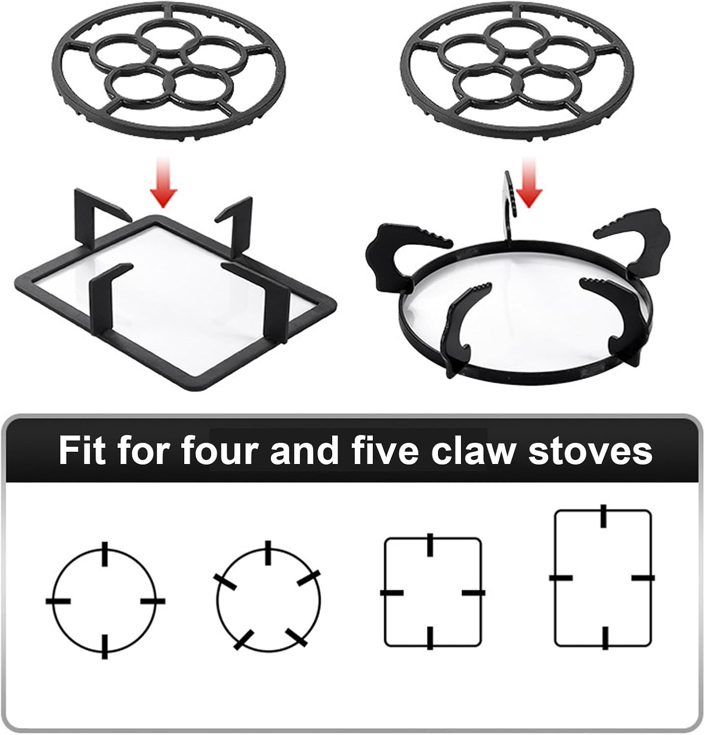 Gas Ring Reducer, Cast Iron Wok Support Ring for Gas Stove, Non-Slip, Black image number 2