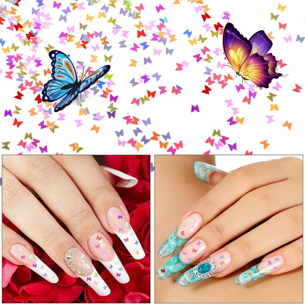 24 Boxes Holographic Butterfly Nail Sequins Nail Art Flakes Iridescent Paillette for Manicure Makeup Decorations image number 1