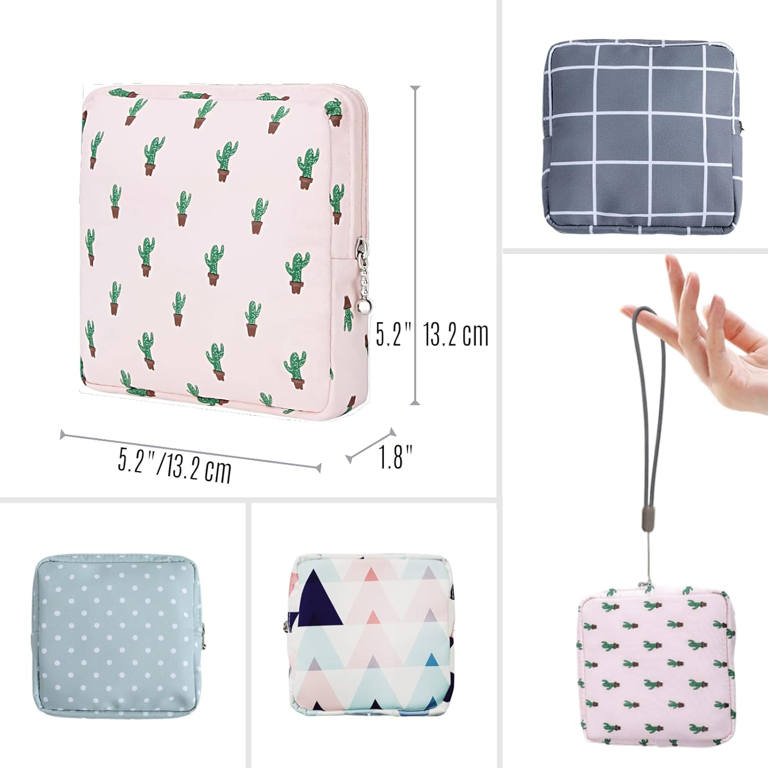 Portable Sanitary Napkin Storage Bag,4 Pieces Reusable Period Pouch for Teen Girls & Women,Pad Bags for Period for School,Office,Mini Pouch Feminine Pads Bag Kit (Classical) - Classical image number 2