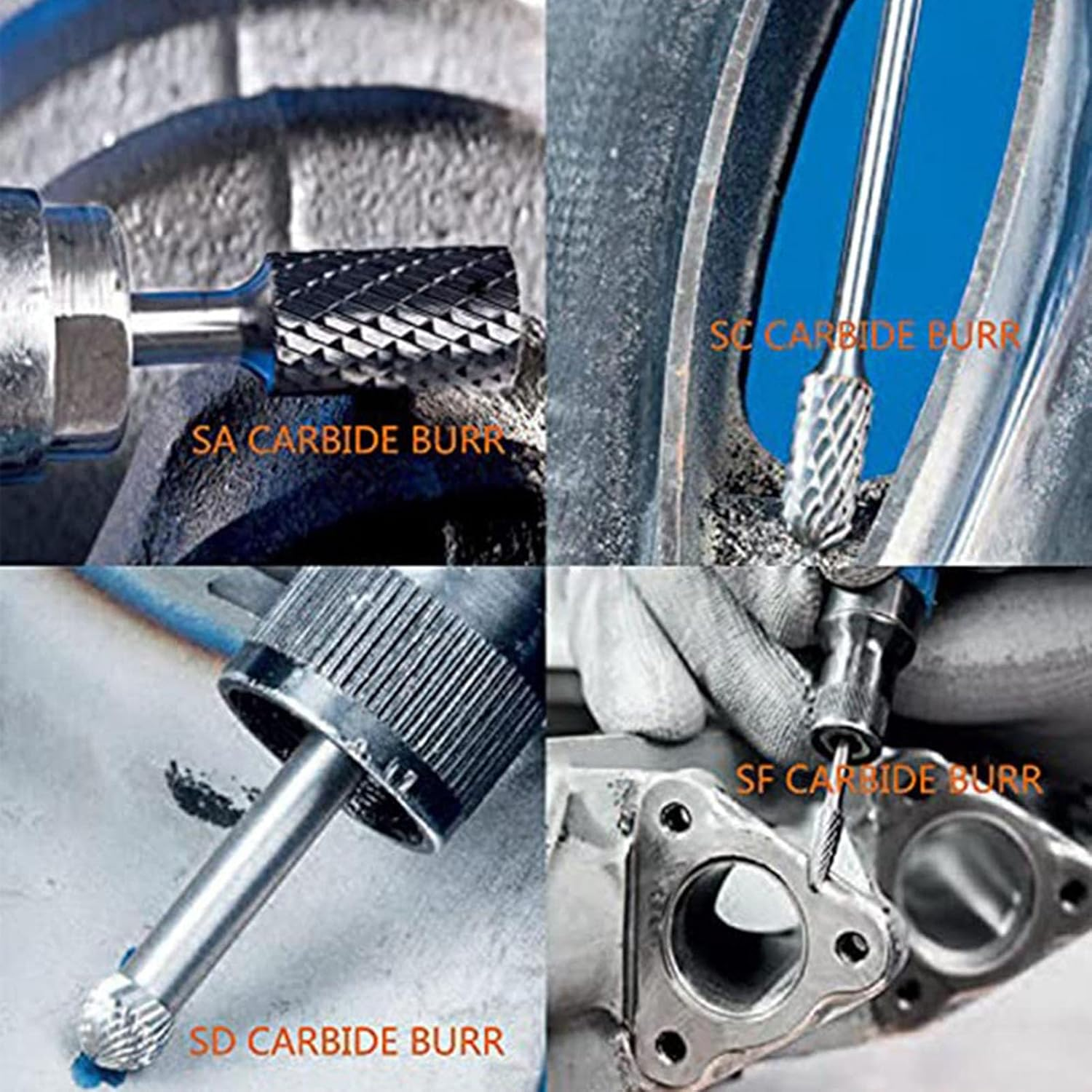 8PCS Tungsten Steel Carbide Burr Set,Double Cut Solid Power Tools Tungsten Carbide Files Bits for Die Grinder Metal Wood Carving Engraving Polishing Drilling Grinding image number 5