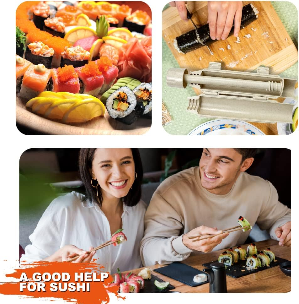 DIY Sushi Making Kit for Beginners, Simple Home Sushi Maker Tools Set - 22 in 1 Sushi Bazooka Roller Kit with Chef&rsquo;S Knife, Bamboo Mats, Bazooka Roller, Rice Mold, Sushi Mats, Rice Paddle