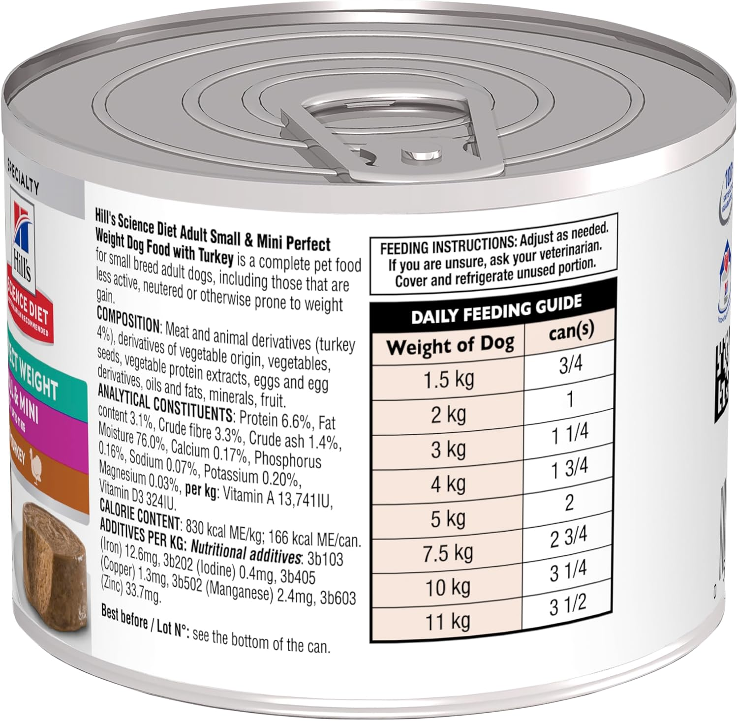 Hill'S Science Diet Perfect Weight Small & Mini with Turkey Canned Dog Food 12X200G image number 4