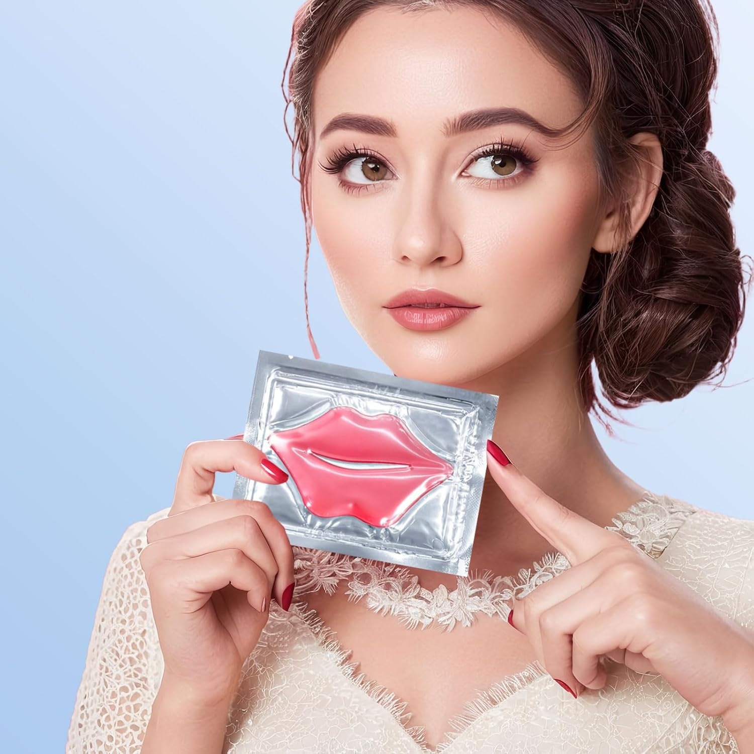 20Pcs Lip Masks, Pink Gel Collagen Lip Mask, Hydrating, Moisturizing and Nourishing, Used to Fade Lip Lines, Anti-Wrinkle, Remove Dead Skin, Firm and Moisturize Lips image number 5