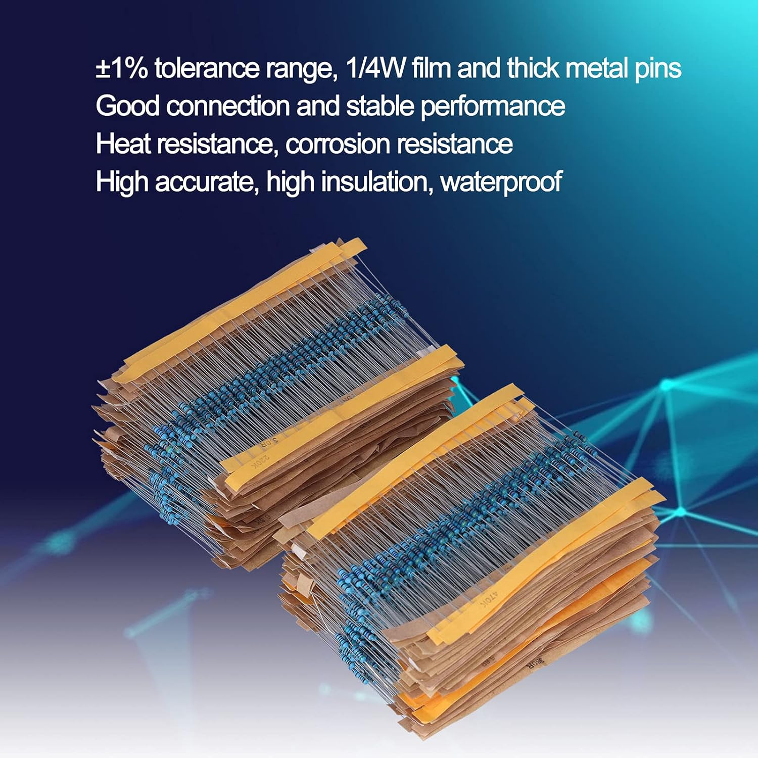 Resistor Kit, Resistor Assortment 1/4W Resistance Electronic Accessories Ohm Resistors 2600Pcs for Engineering for Audio Equipment image number 5