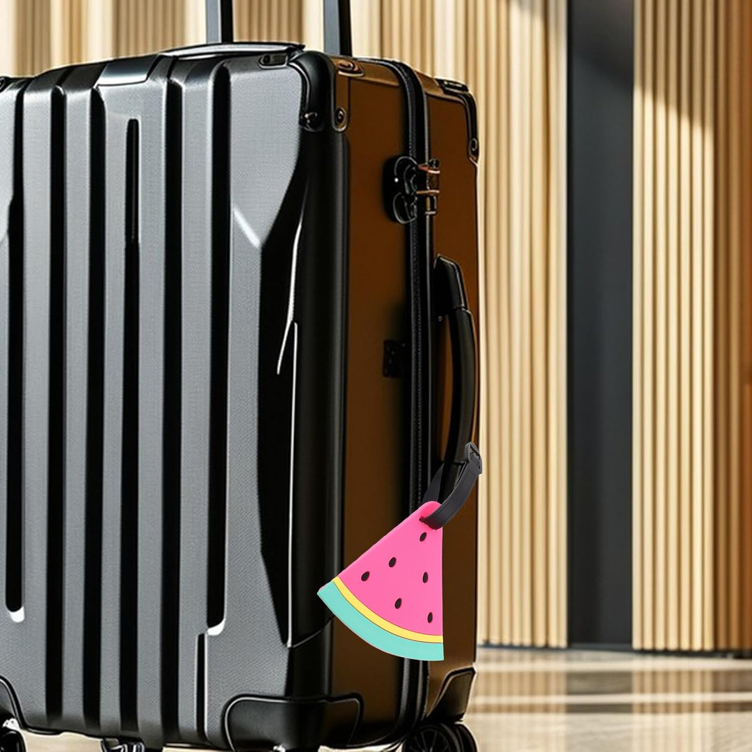 LRXIYODE Cute Watermelon PVC Luggage Tags for Women Lightweight Travel Suitcase Identifiers Fruit-Shaped Baggage Labels for Beach Holiday Trips