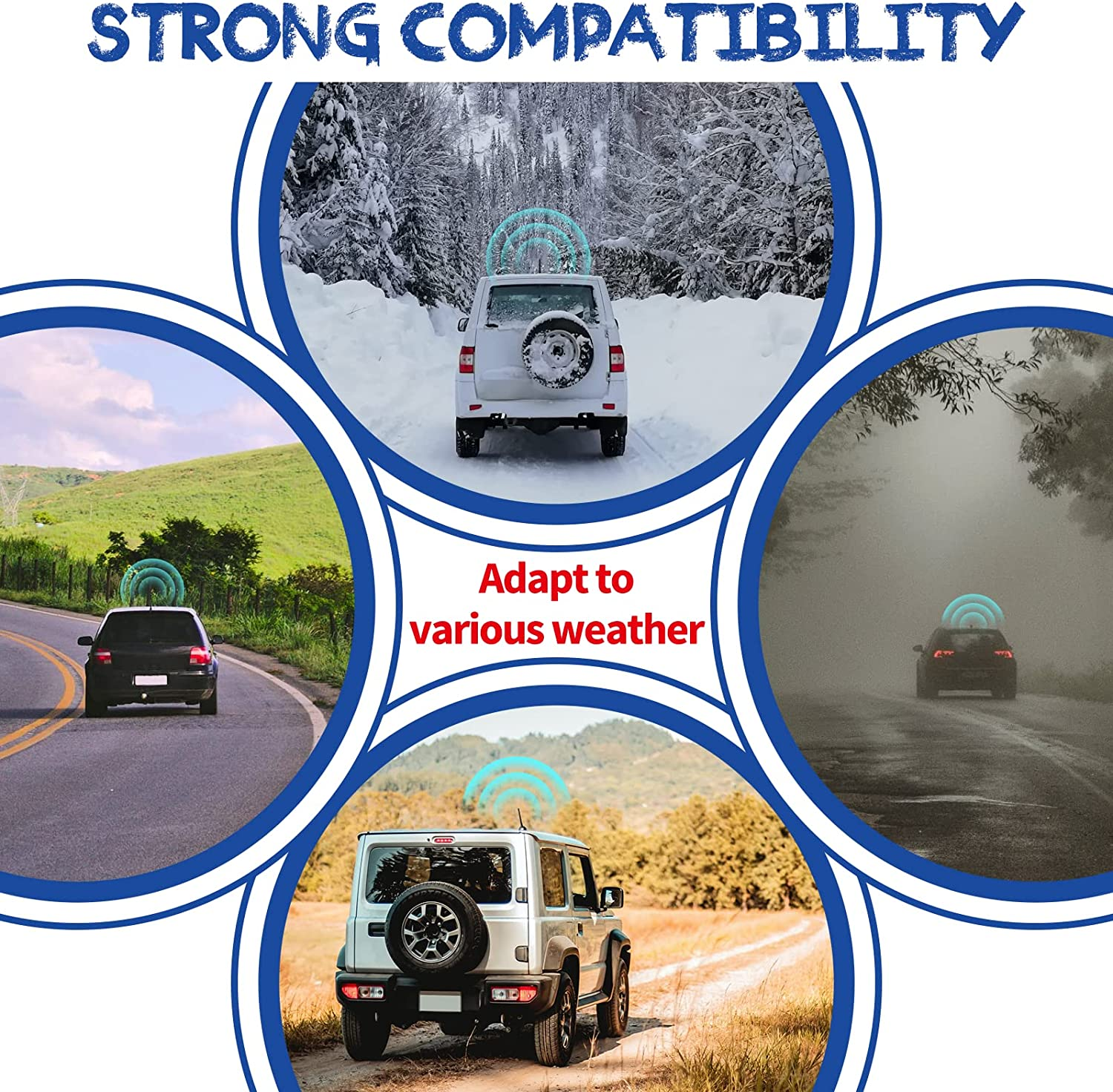 Universal Car Radio Antenna 7 Inch, Flexible Rubber Car Antenna Mast Replacement with M4 M5 M6 Thread Adapter(Color:Black) image number 6