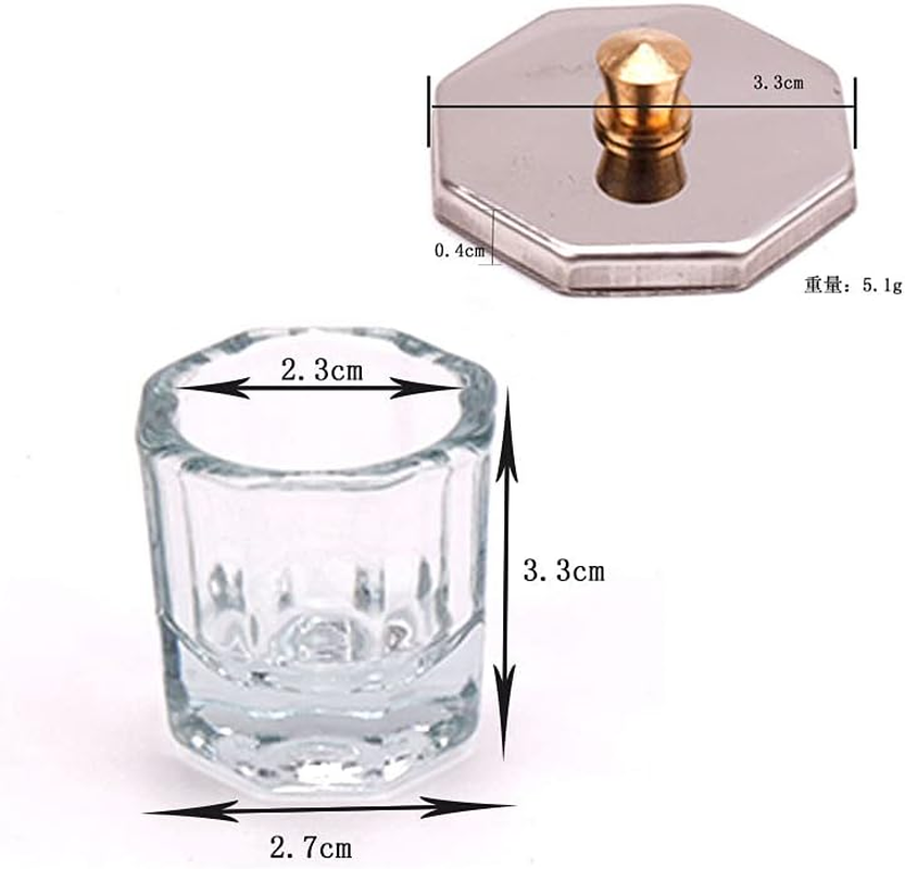 Dish Glass Crystal Cup, 3 Pcs Glass Dappen Dish, Powder Nail Crystal Cup, Lid Nail Art Acrylic Liquid, Glass Cup, Liquid Powder Nail Crystal Bowl, Can Be Used for Nail Care image number 6