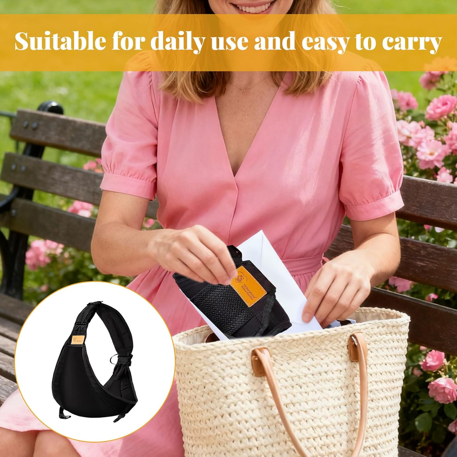 Baby Sling Carrier, 1 Pcs Toddler Sling Carrier with Burp Towel, Lightweight Toddler Carrier, Ergonomic Baby Carrier, Adjustable Baby Hip Carrier for Shopping Travel (0-48 Months, 25Kg) image number 3