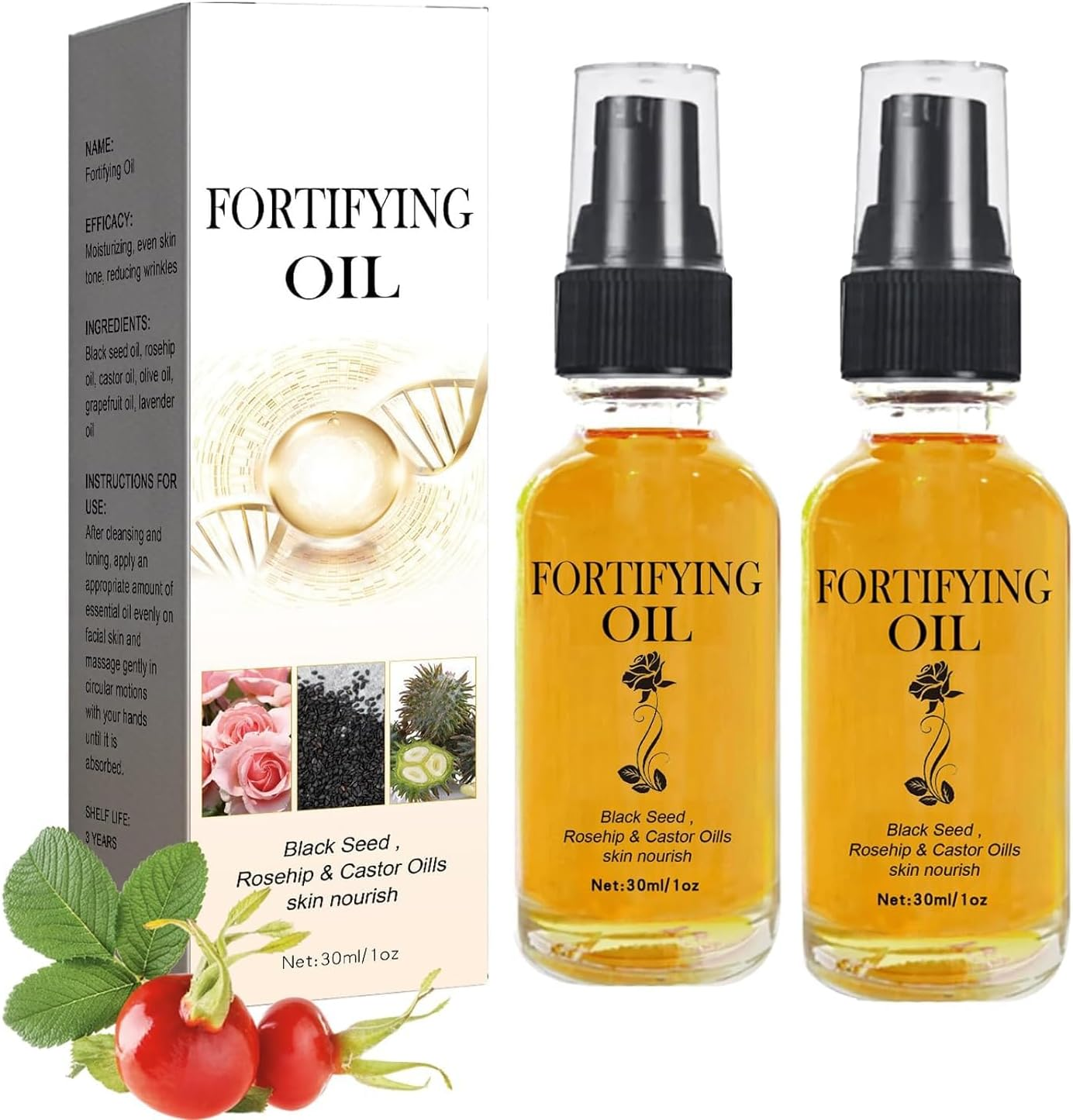 Castor Oil for Face, Castor Oil Black Seed Oil Rosehip Oil Face Serum, Organic Natural Face Oil, Hydrates Skin (3Bottle)