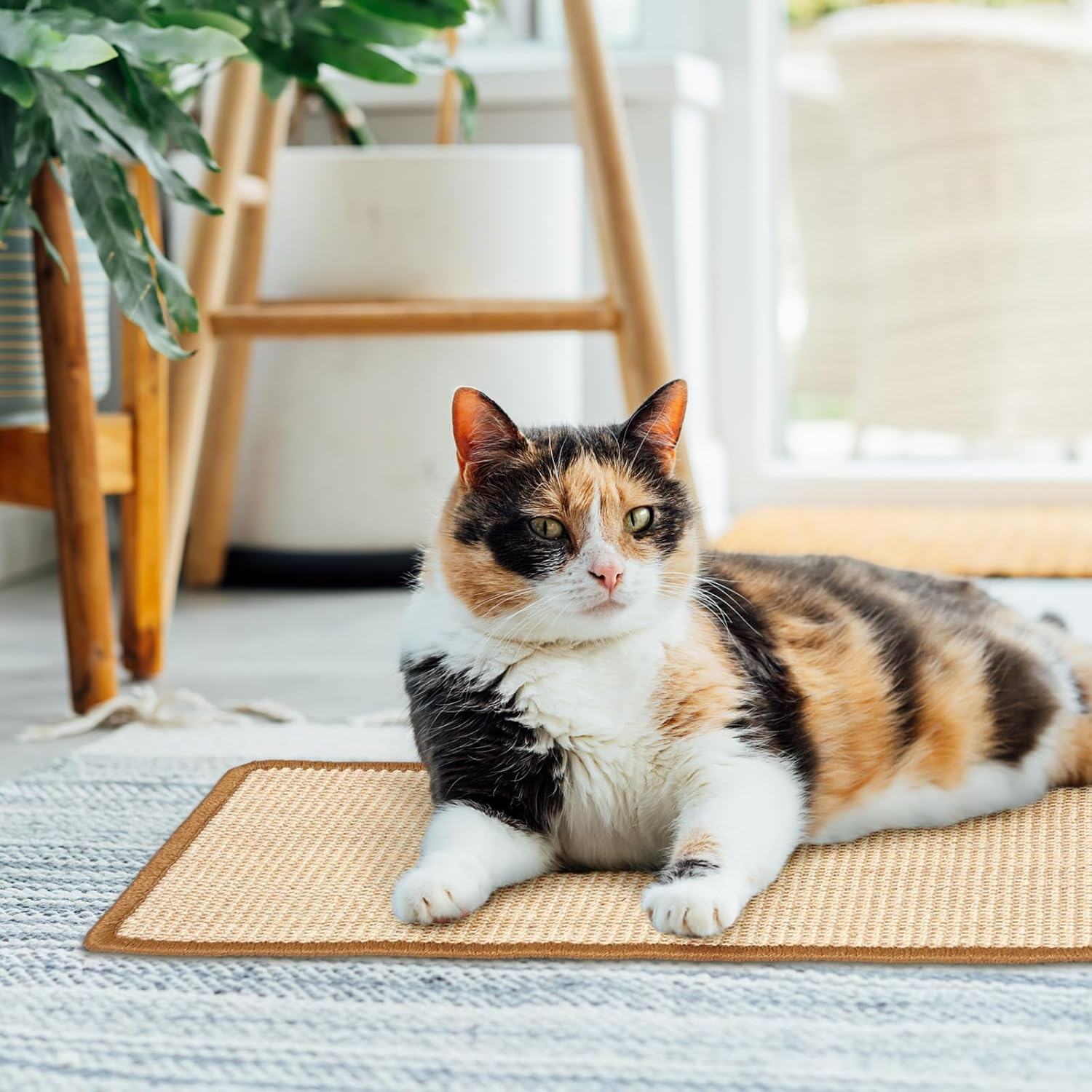 Mixweer 6 Pcs Wall Mounted Cat Scratching Post with Hook and Loop Strips, 9.8 X 19.7 Inch Sisal Cat Scratching Pad Scratch Mat Cat Scratch Pad Rug for Couch Wall Window Perch Wall Furniture image number 3