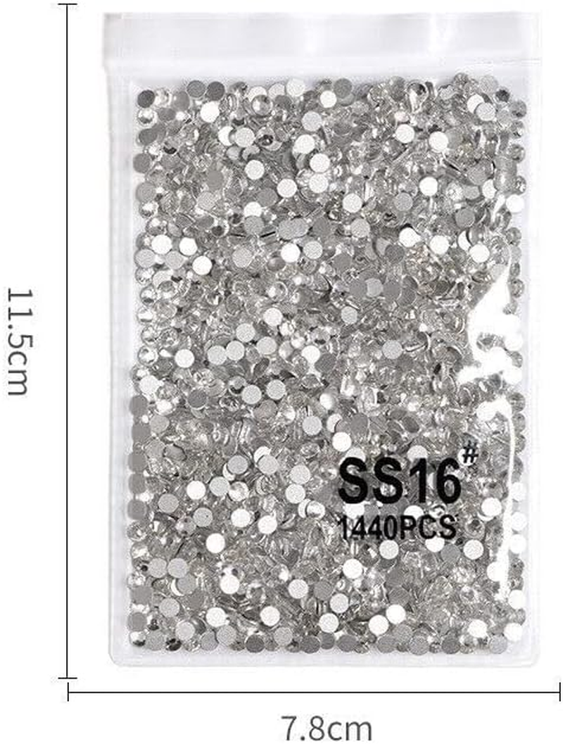 AIMALL 1440PCS Glitter Rhinestones Crystal Clear Flat Bottom Glass Nail Art Nail Drill: Sparkling Crystal Clear Flat-Backed Embellishments for Nail Art Design - Clear Crystal Ss20 image number 6