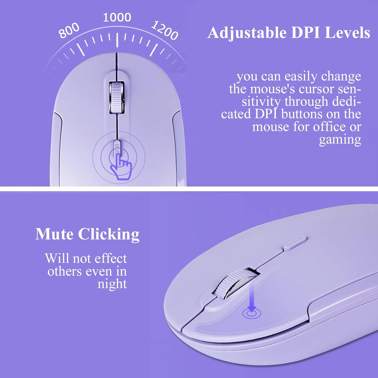 Wireless Keyboard and Mouse Combo,Jieruideng 2.4Ghz USB Cordless Slim Silent Keyboard and Mouse Kit Home Office Game Use for Computer,Laptop,Pc Desktops,Mac (Purple) image number 3