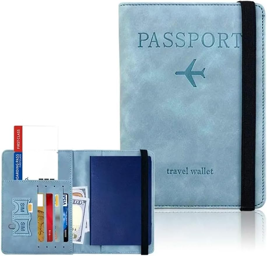 Passport Case, Passport Case with RFID Blocker, Passport Holder for Men and Women, Travel Folder for Travel Documents, ID Bag Travel Documents, Credit Card Protective Cover image number 1