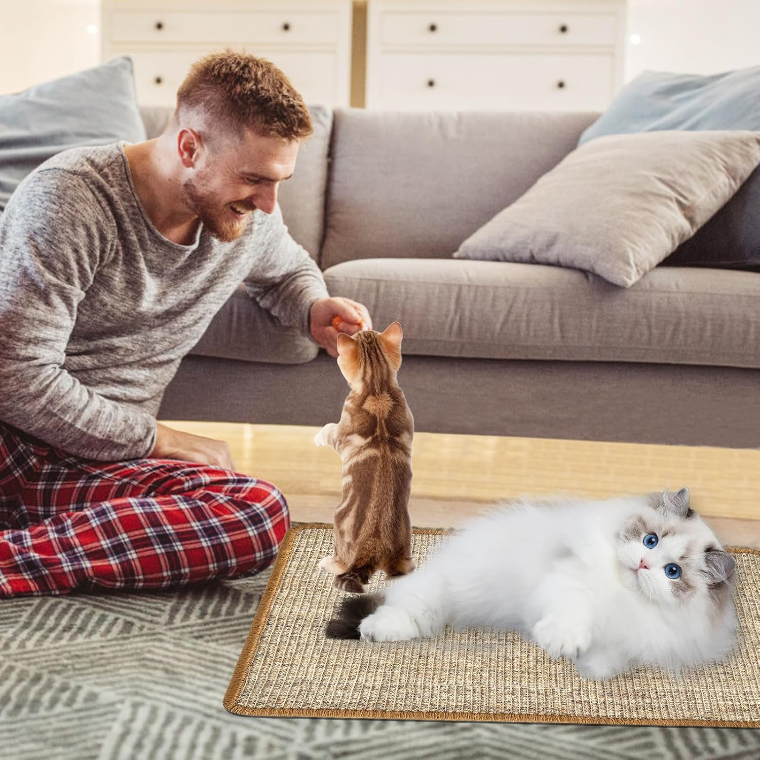 Cat Scratching Mat, Pack of 2 Scratching Boards Cat Wall 60 X 40 Cm, Cat Scratching Board, Cat Scratching Mat, Sisal Rug, Cat Scratching Mat, Sisal Mat, Scratch Protection for Couch image number 6