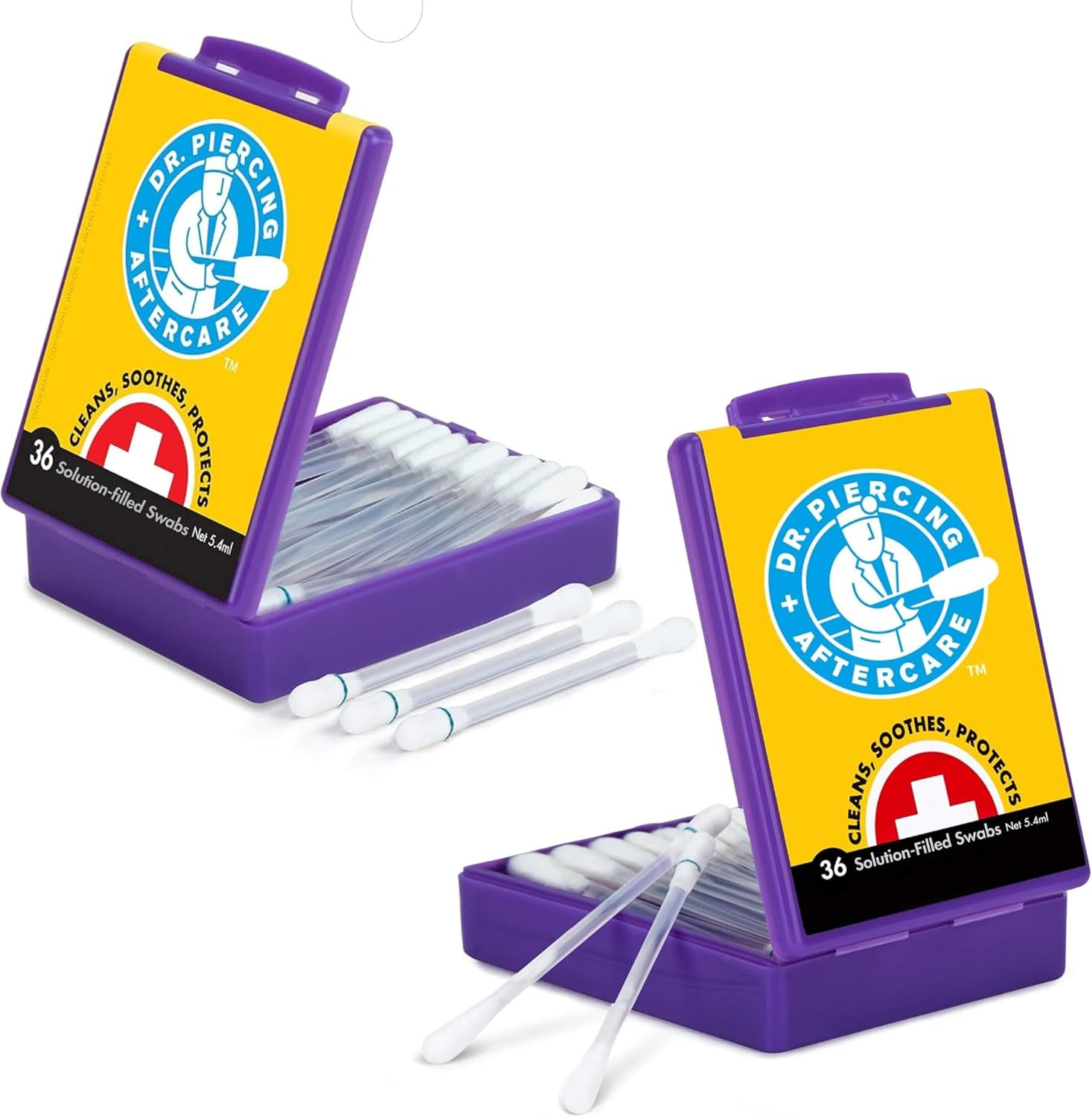 Dr. Piercing Aftercare Swabs &ndash; Piercing Bump Saline Solution for Cleansing Earring, Nose, Belly, and Ear Piercings &ndash; Gentle Saline Wash for a Refreshing Experience &ndash; 72 Easy-To-Use Swabs (2-Pack) image number 6