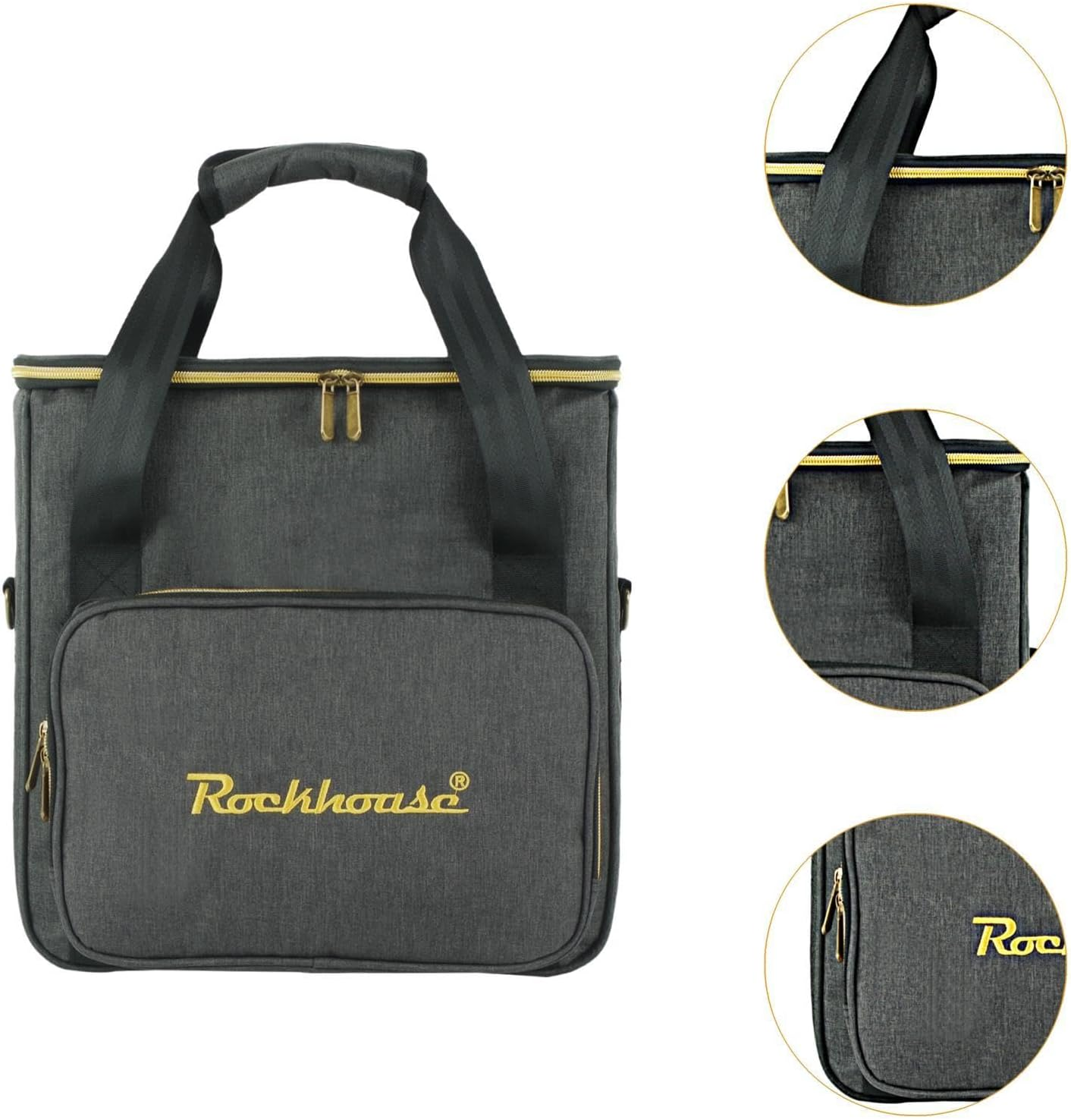 Vsenkes Record Storage Bag Vinyl Record Holder Office Holds 12" LP Albums Portable Travel with Lid Oxford Cloth CD Storage Organizer image number 5