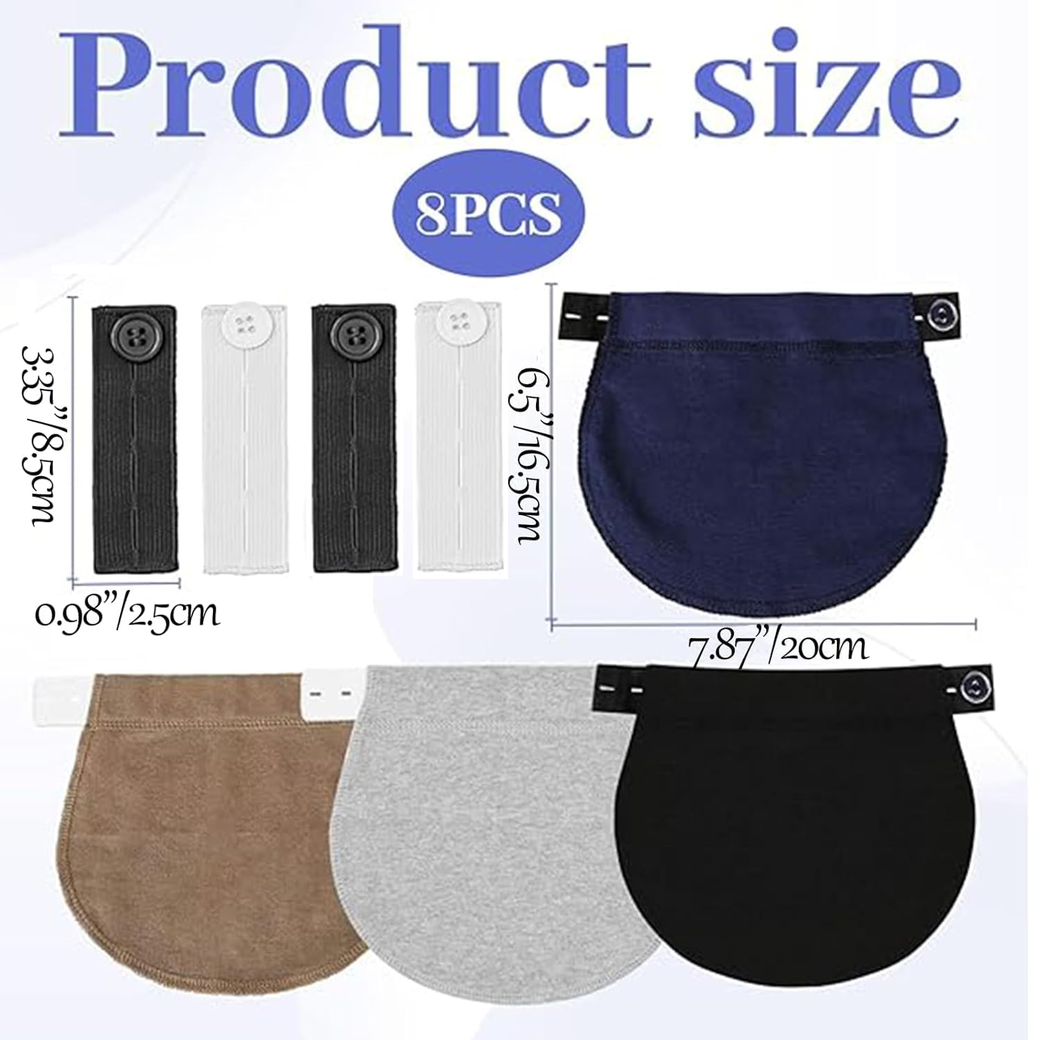 Adjustable Maternity Pants Button Extender, 8Pcs Maternity Pants Adjustable Pant Button Elastic Waistband Extender, Waist Elastic Pant Button Extenders Pregnancy Stretch Band for Pregnancy Women image number 1