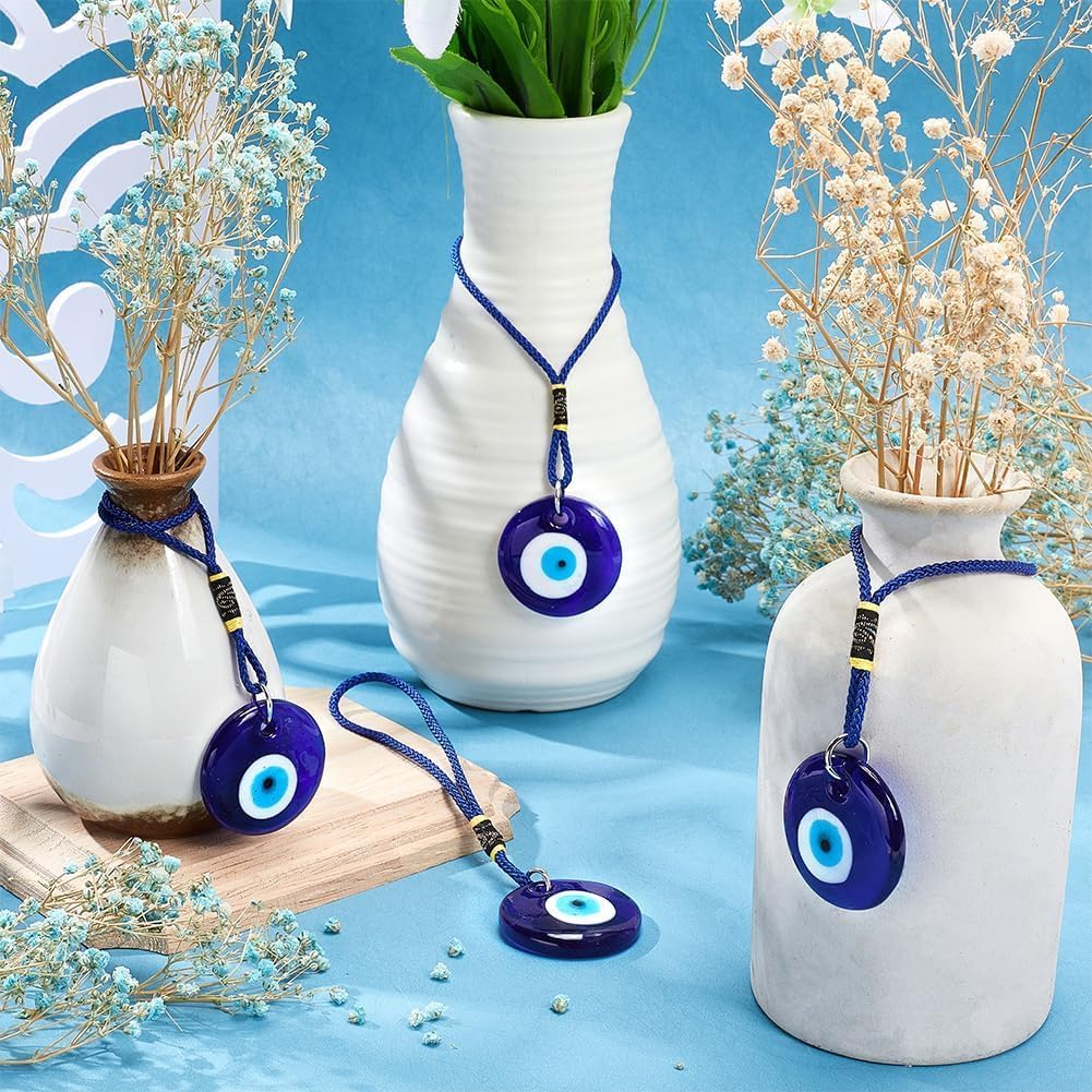4Pcs Blue Evil Eye Charm Hanging Ornament for Home and Car Decoration, Decorative Glass Amulet for Good Luck Protection, Turkish Greek Style Rearview Mirror Decor by Haheihei image number 1