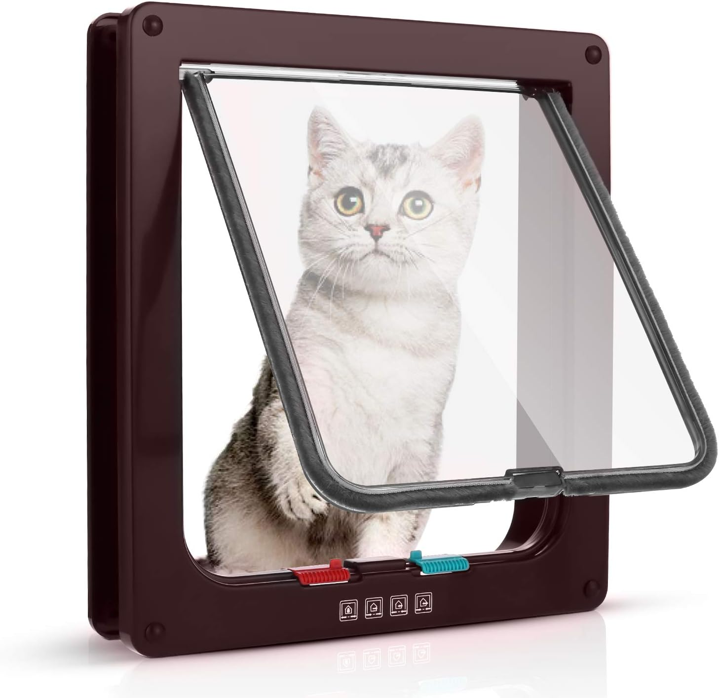 Sailnovo Cat Flap 4 Way Magnetic Closure for Cats, Small Dogs 19 X 20 X 2 Cm Dog/Cat Door/Pet Flap, Easy to Install with Telescopic Frame