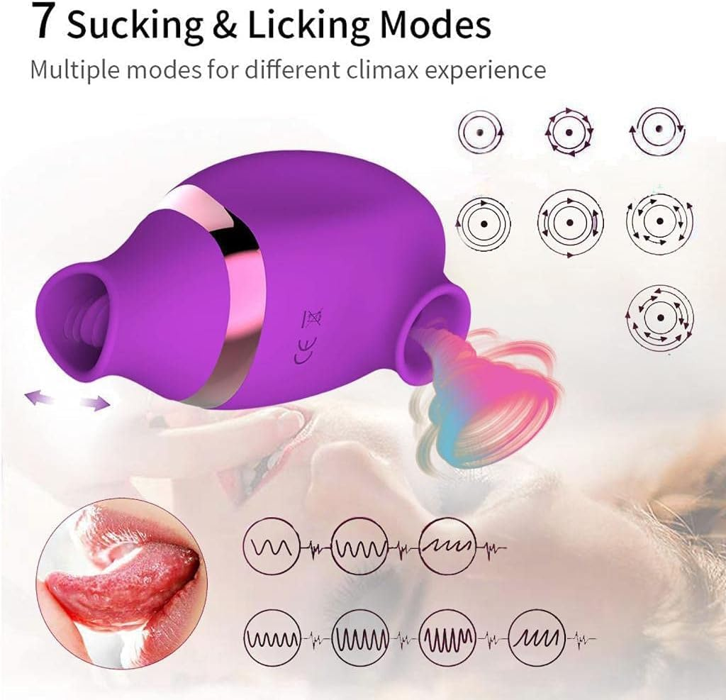 Sucking Toy Rechargeable Female Adult Toys - Female Sexual Pleasure Device Purple Powerful Tongue Sucking and Licking G Sucking Toy for Women Couple Underwear Stimulation image number 2