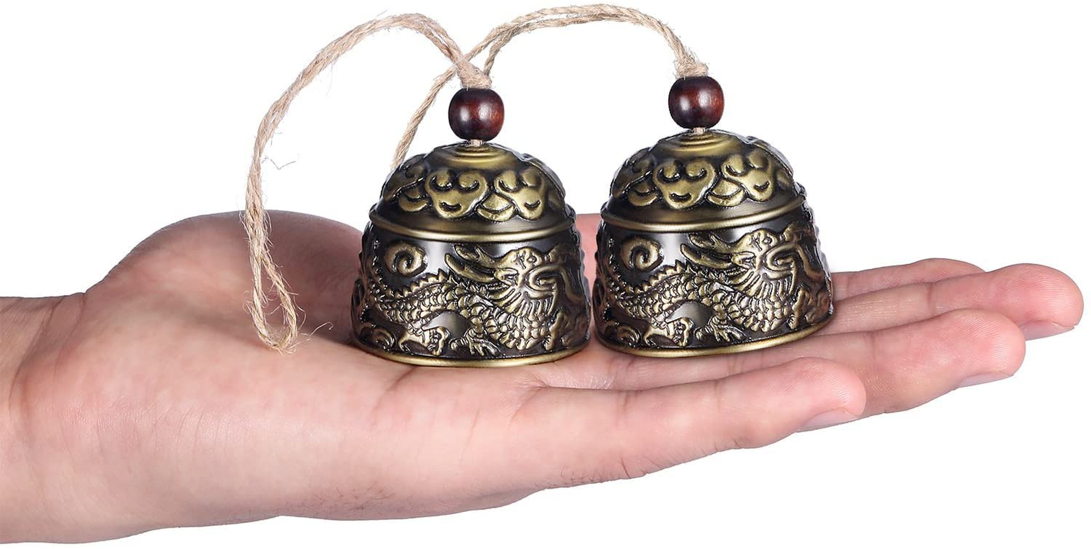 Chuangdi 2 Pieces Fengshui Bell Vintage Dragon Bell Fengshui Wind Chimes Good Luck Hanging Bell for Home Garden Good Luck Blessing Patio Yard Indoor Outdoor Front Door Decorations image number 5