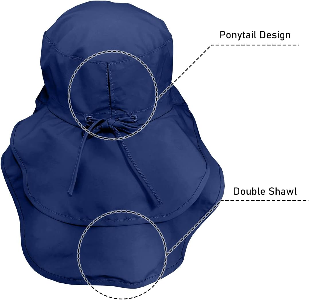 ZEXIAN Womens Sun Hat UPF 50+ Wide Brim and Ponytail Hole, Hiking Safari Hat with Neck image number 1