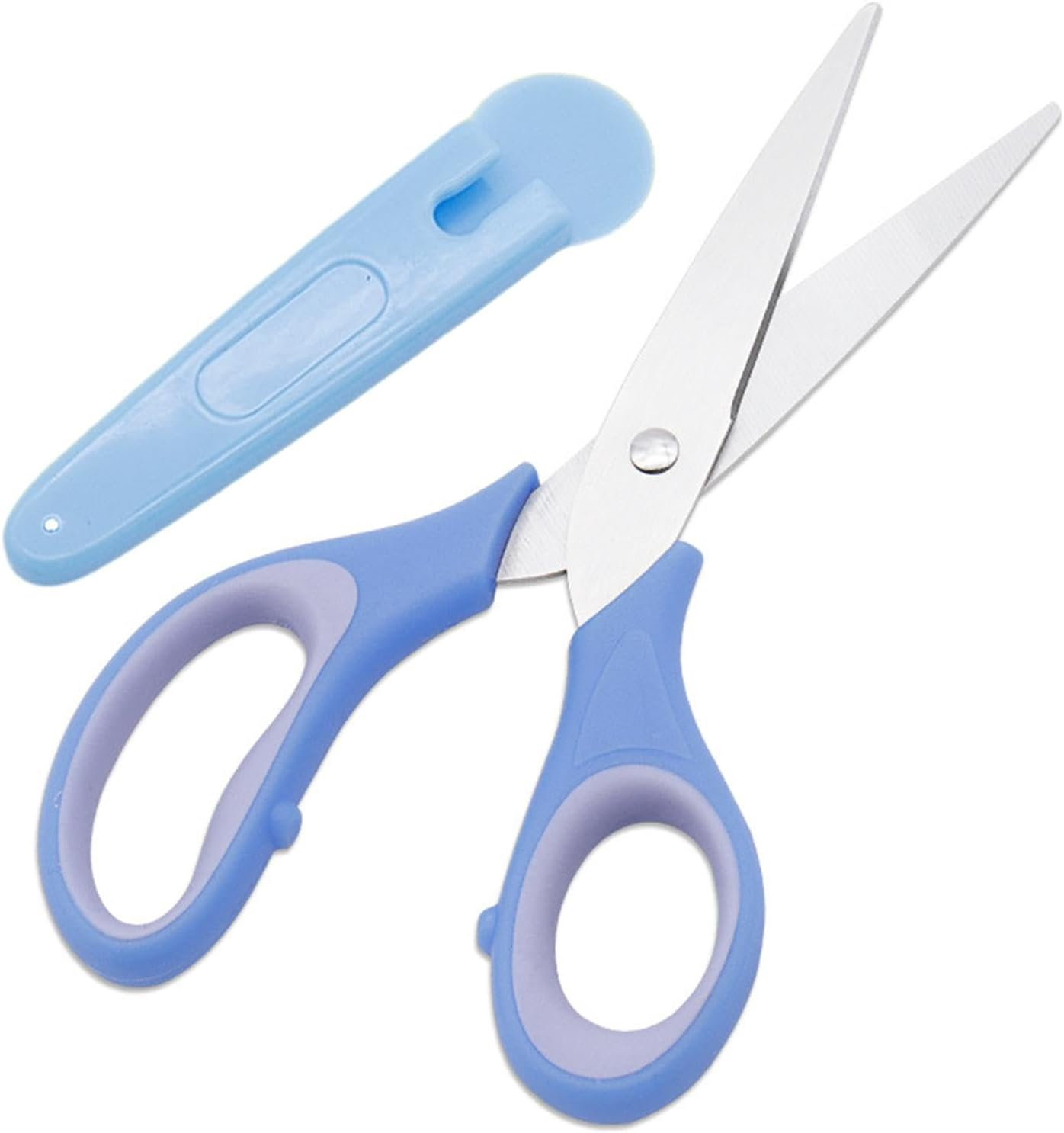 Small Kids Scissors - Kids Safe Scissors | Stainless Steel Toddler Shears, School Supplies Shears Art Craft Supplies Rounded Tip Scissor with Cover, Scissors for Kids Student Blue image number 2