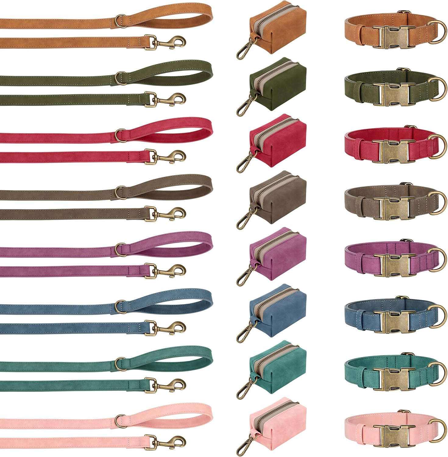 Didog Soft Leather Dog Collar, Durable Heavy Duty Dog Collars with Quick Release Metal Buckle, Adjustable Dog Collar Leather for Medium Small Dogs, Blue, M