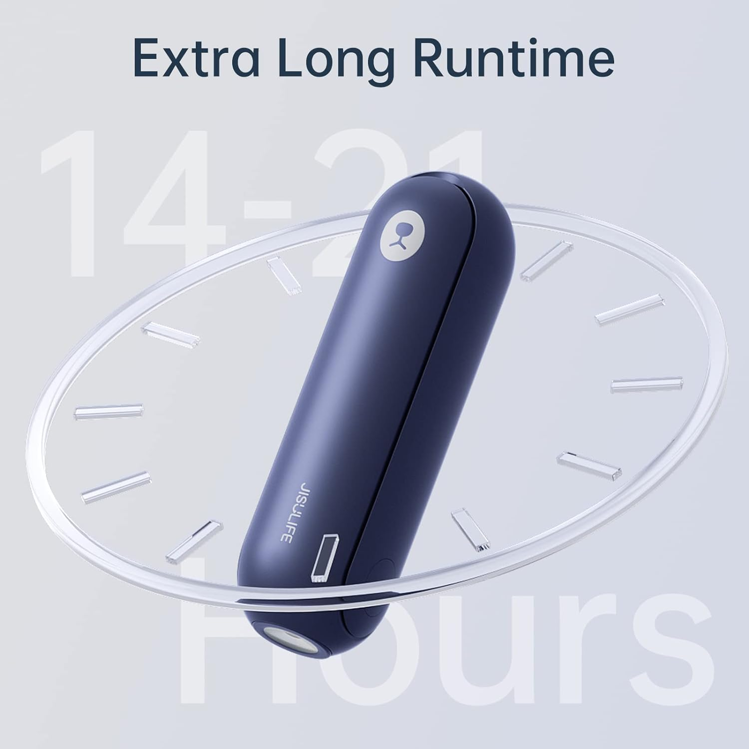 JISULIFE Portable Handheld Fan, Mini Pocket Personal Hand Fan, USB Rechargeable Battery Operated 14-21 Hours, Multifunctional Foldable Fan with Power Bank, Flashlight for Travel, Gift, Kids - Blue - White image number 3